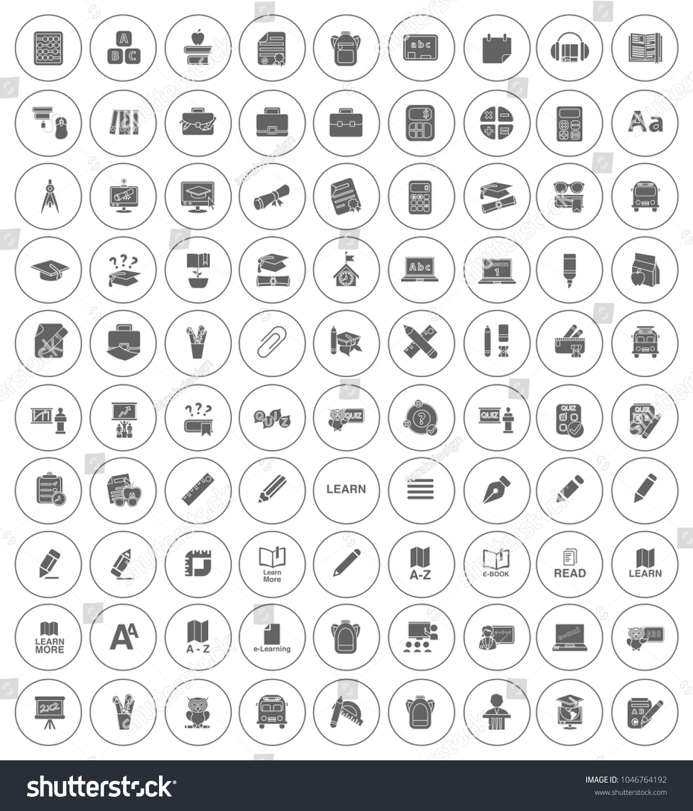 Vector School Education Icons Set Student Stock Vector (Royalty Free ...