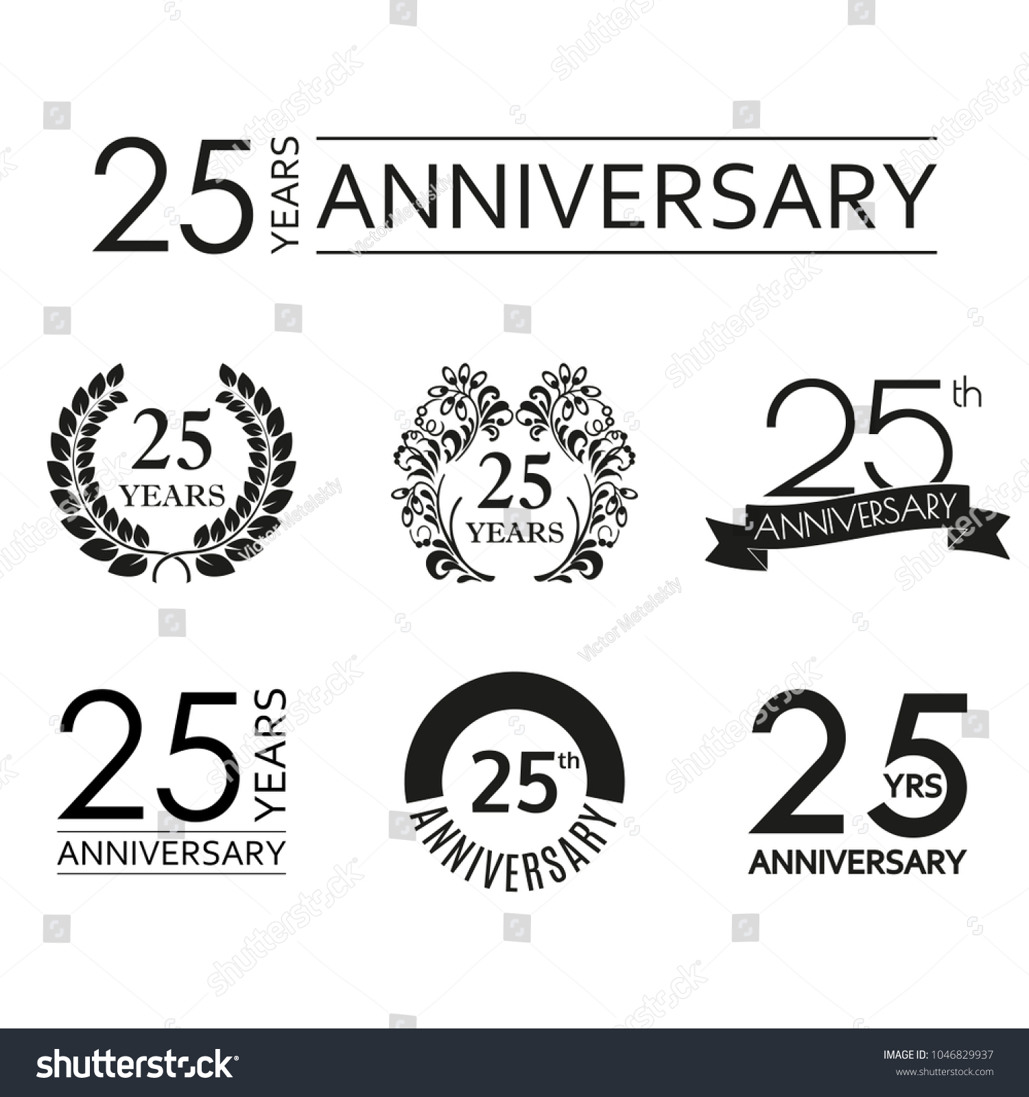 25 Years Anniversary Icon Set 25th Stock Vector (Royalty Free ...