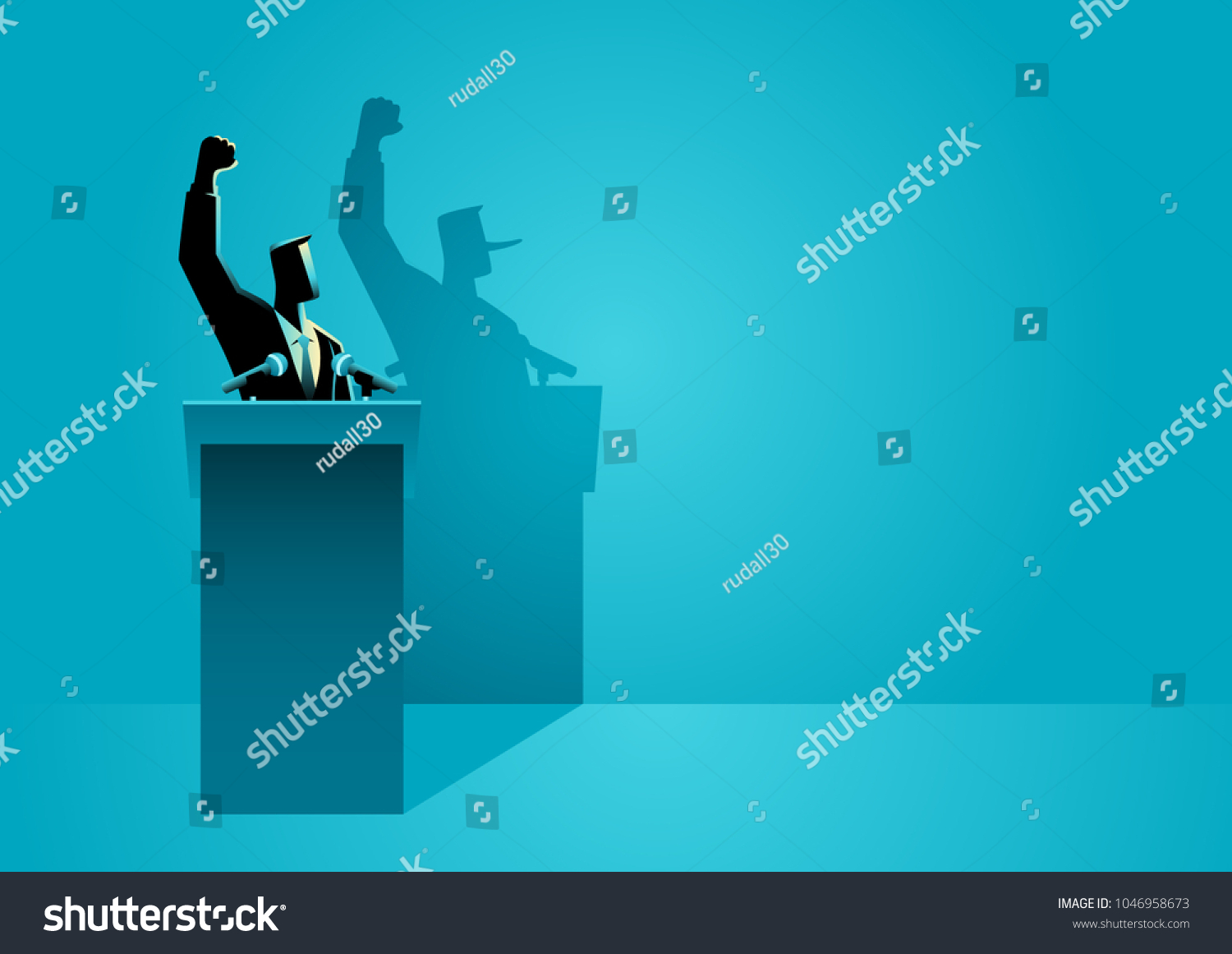 Vector Illustration Man On Podium Giving Stock Vector (Royalty Free ...