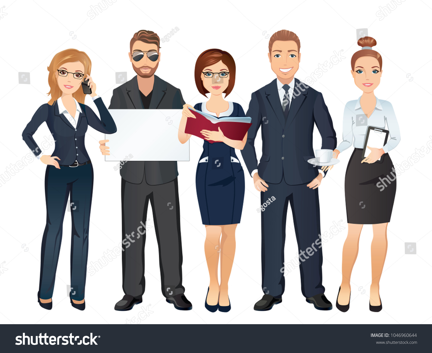 Group Five Persons Professionals Full Length Stock Vector (Royalty Free ...