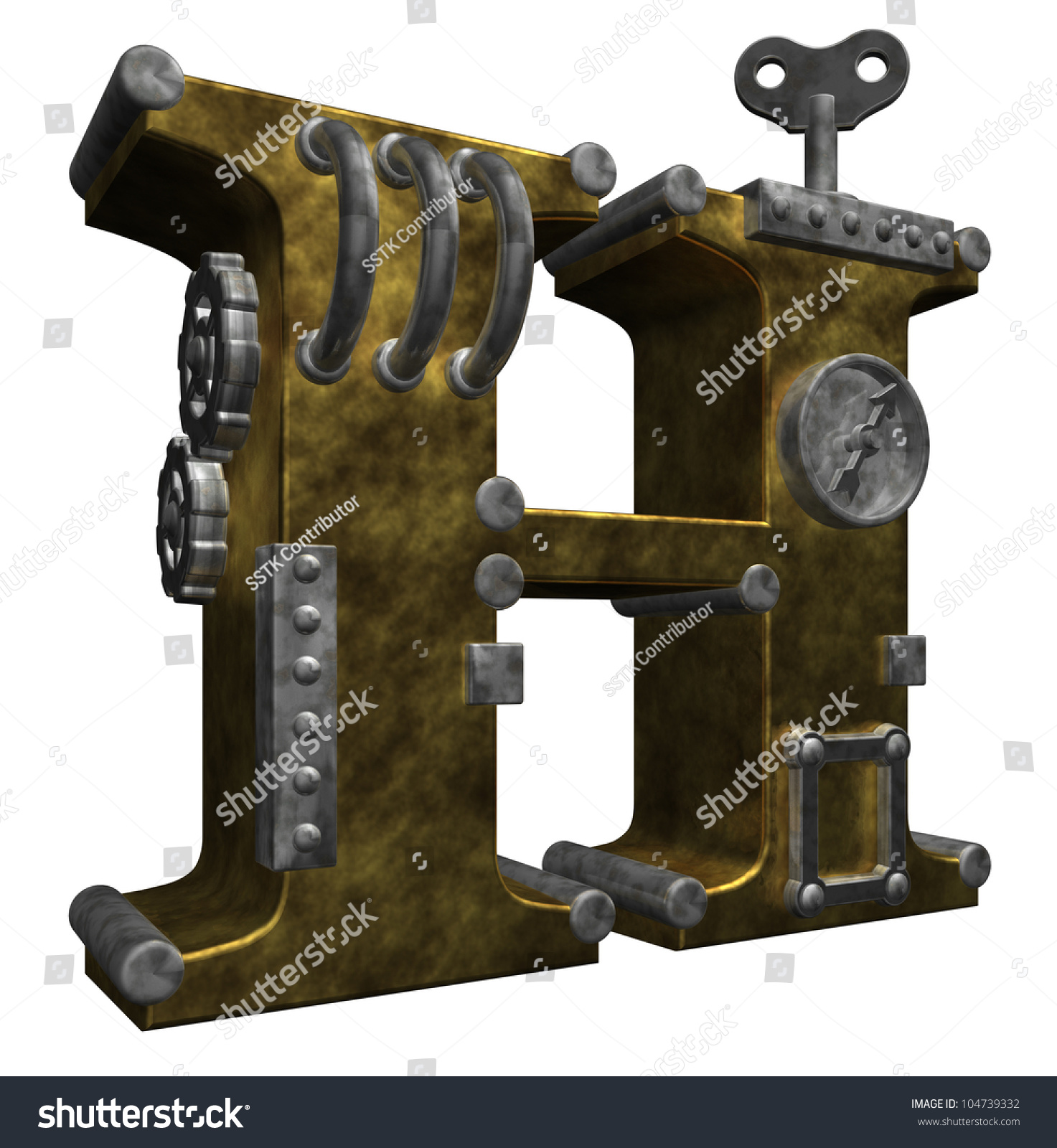 Steampunk Letter H On White Background Stock Illustration 104739332 ...