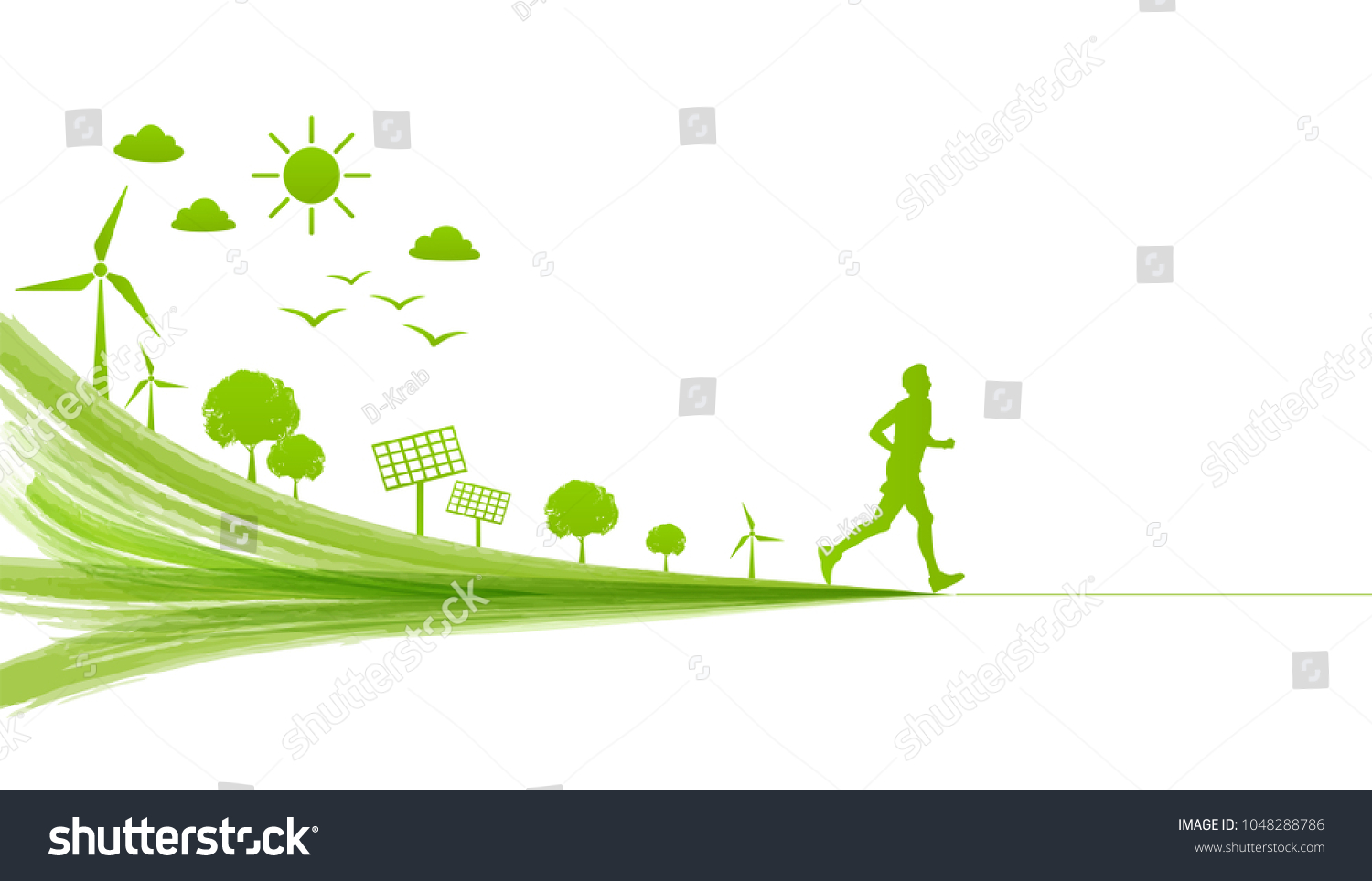 Man Running Leading Green City Go Stock Vector (Royalty Free ...