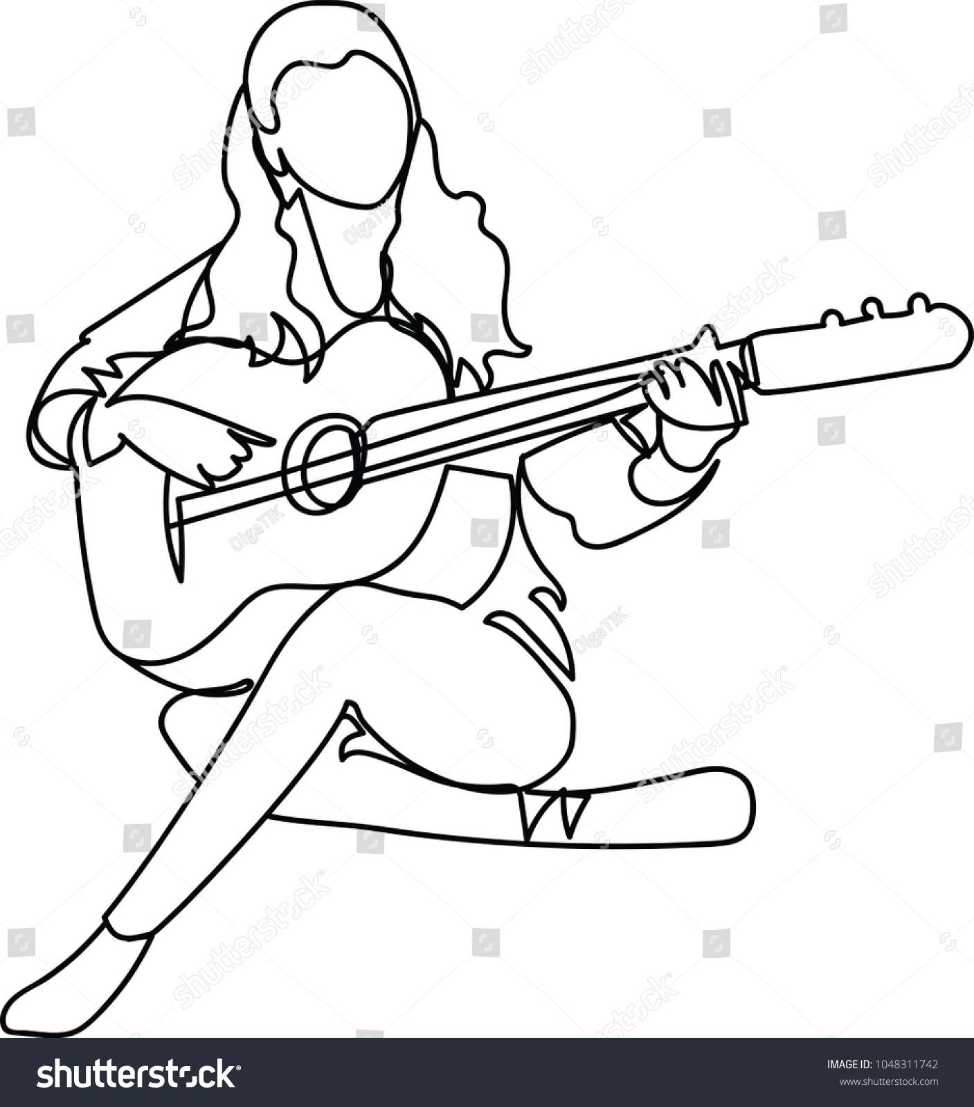 Girl Guitar Single Line Drawing Stock Vector (Royalty Free) 1048311742 ...