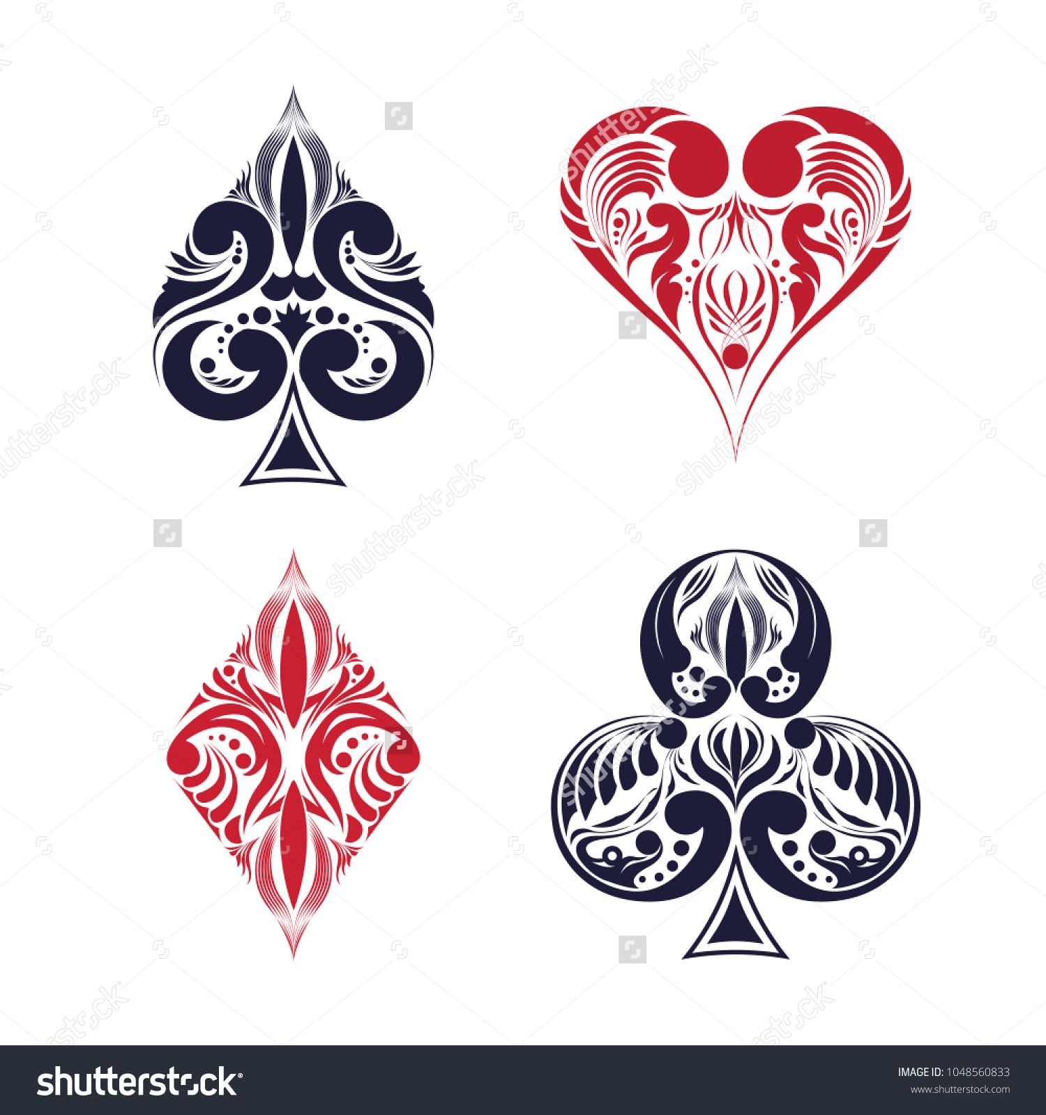 Set Playing Card Suits Isolated On Stock Vector (Royalty Free ...