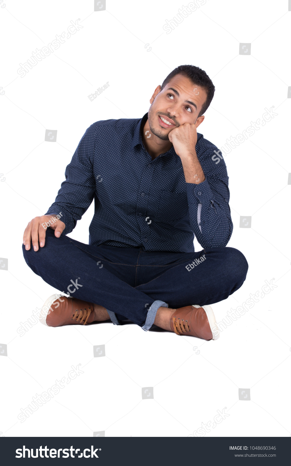 Young Man Sitting On Floor Crossed Stock Photo 1048690346 | Shutterstock