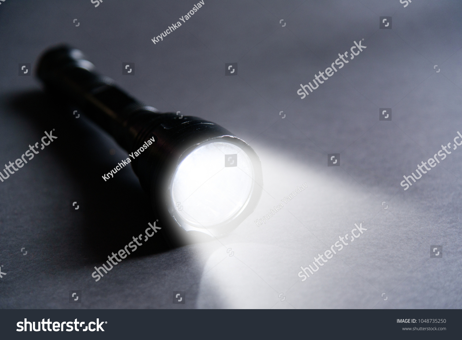 Flashlight Beam Light On Dark Background Stock Photo 1048735250 ...