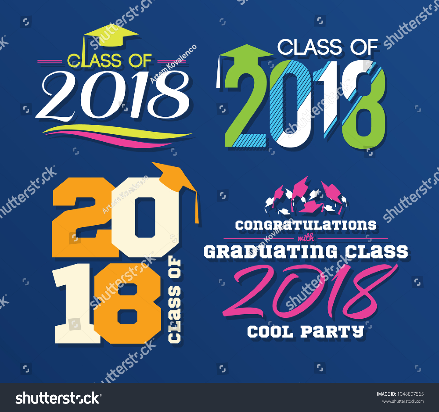 Vector Illustration Graduating Class 2018 Graphics Stock Vector ...