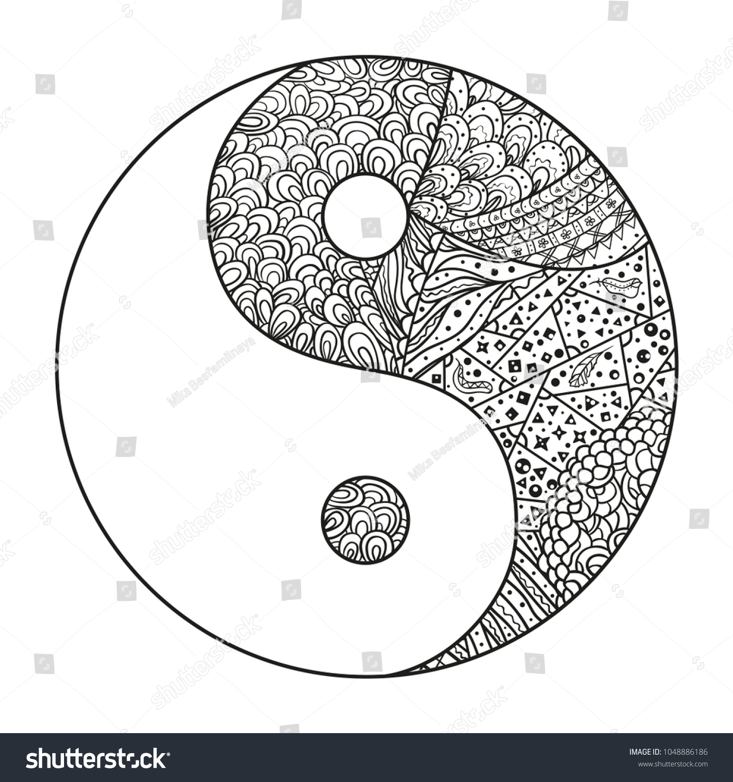 Yin Yang Religion Symbol Zentangle Hand Stock Vector (Royalty Free ...