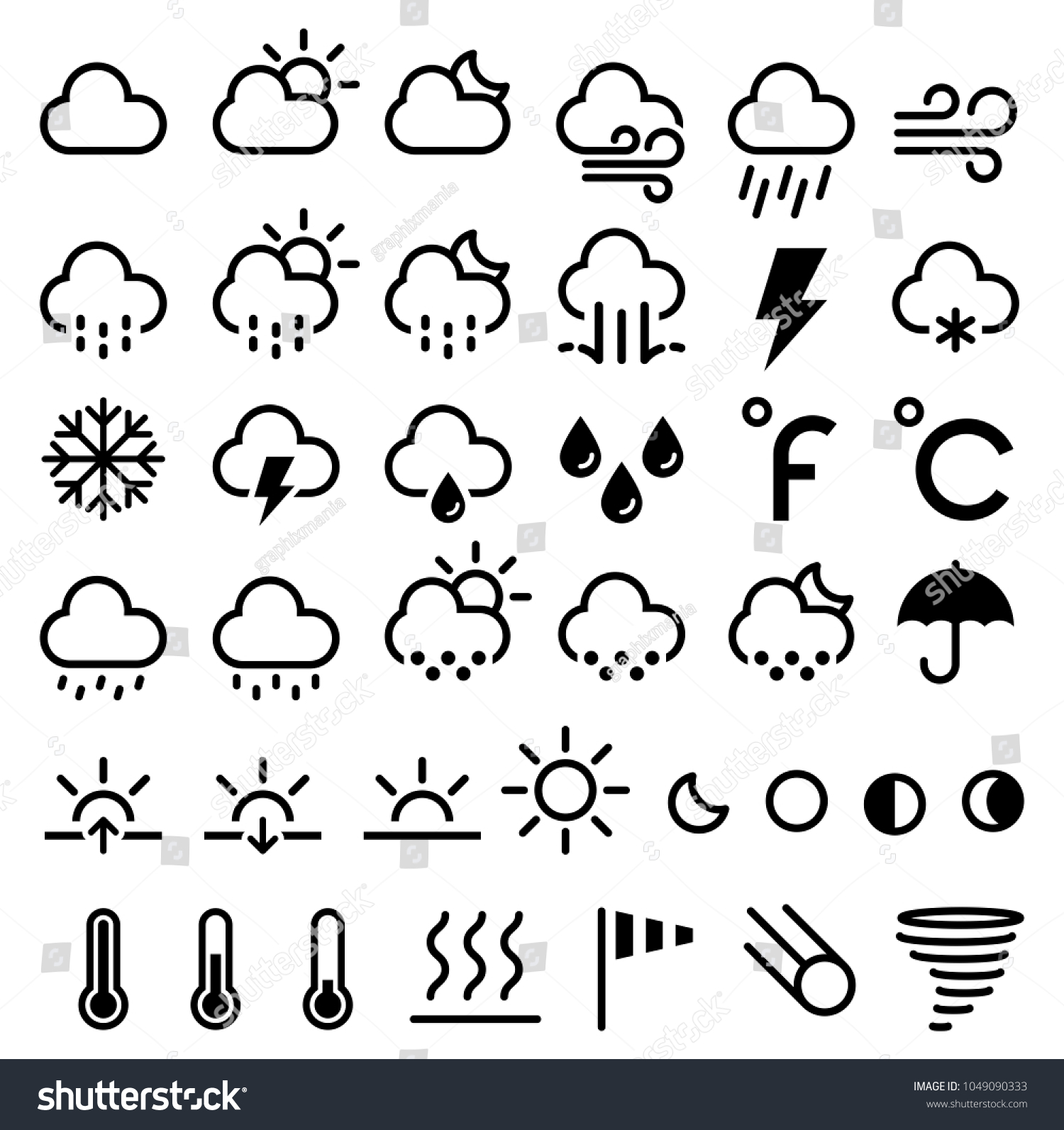 Weather Forecast Icons Vector Illustrations Stock Vector (Royalty Free ...