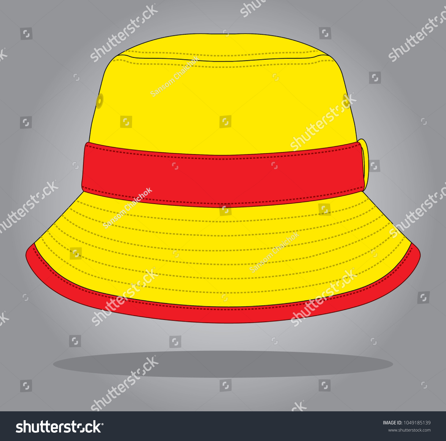 red and yellow bucket hat