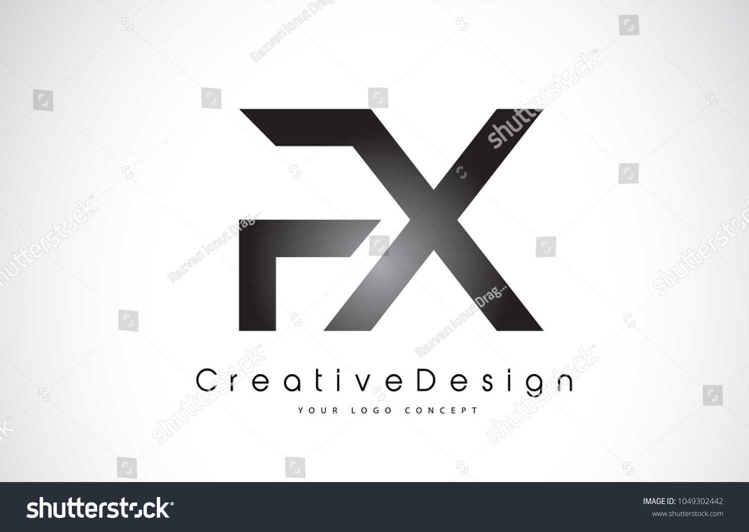 Fx F X Letter Logo Design Stock Vector (Royalty Free) 1049302442 ...