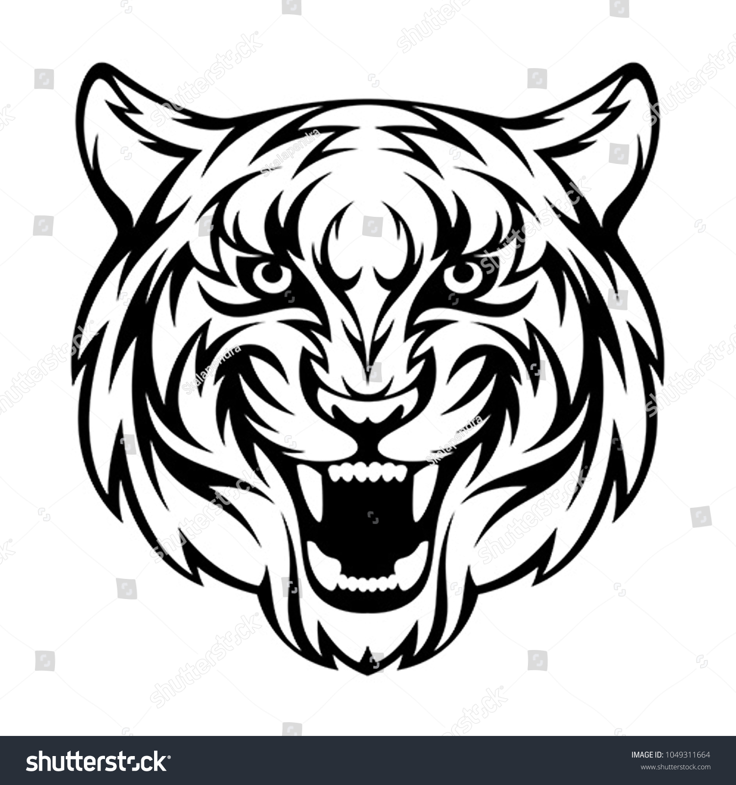 Tiger Head On White Background Stock Vector (Royalty Free) 1049311664 ...