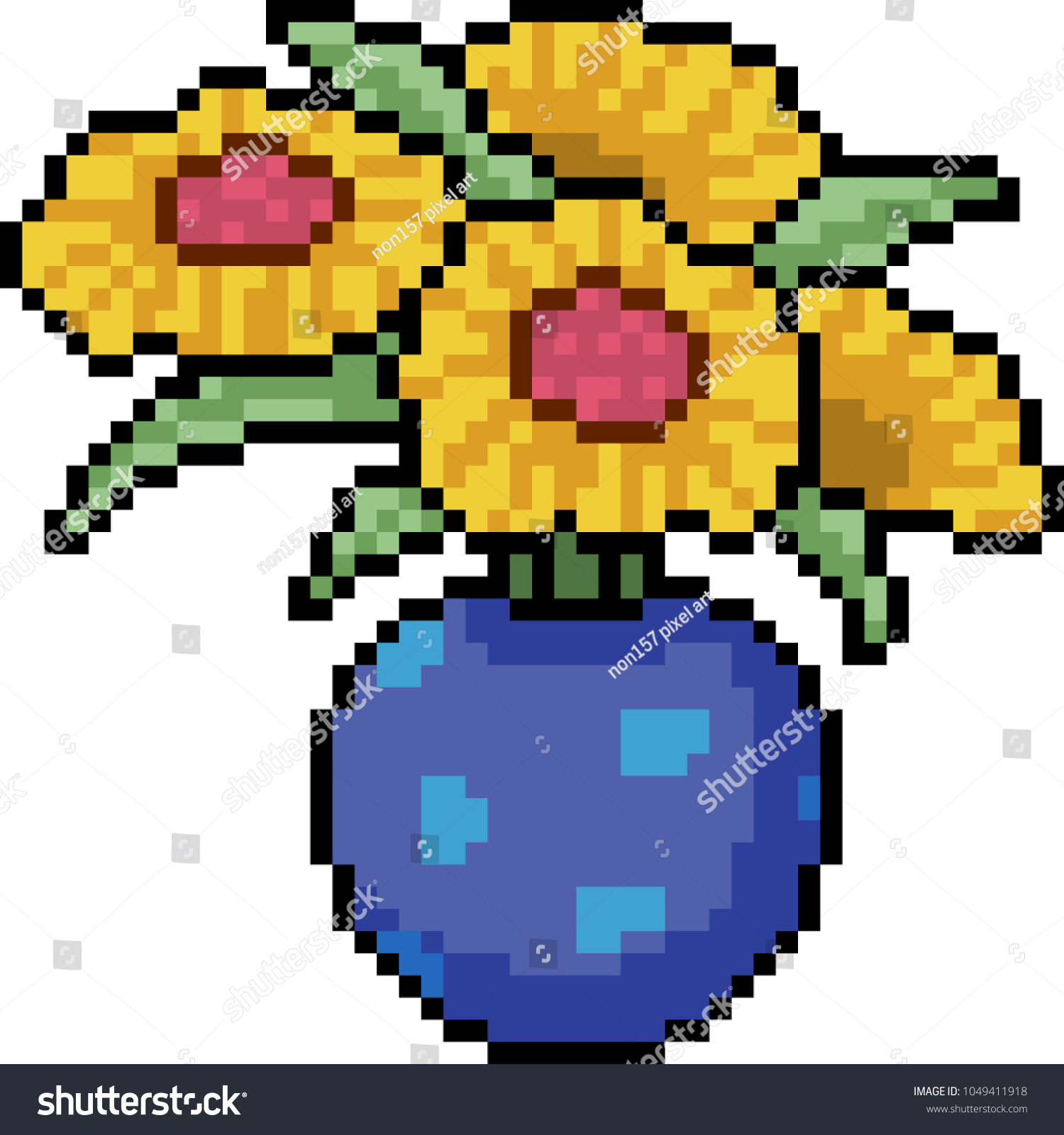 Vector Pixel Art Flower Pot Isolated Stock Vector (Royalty Free ...