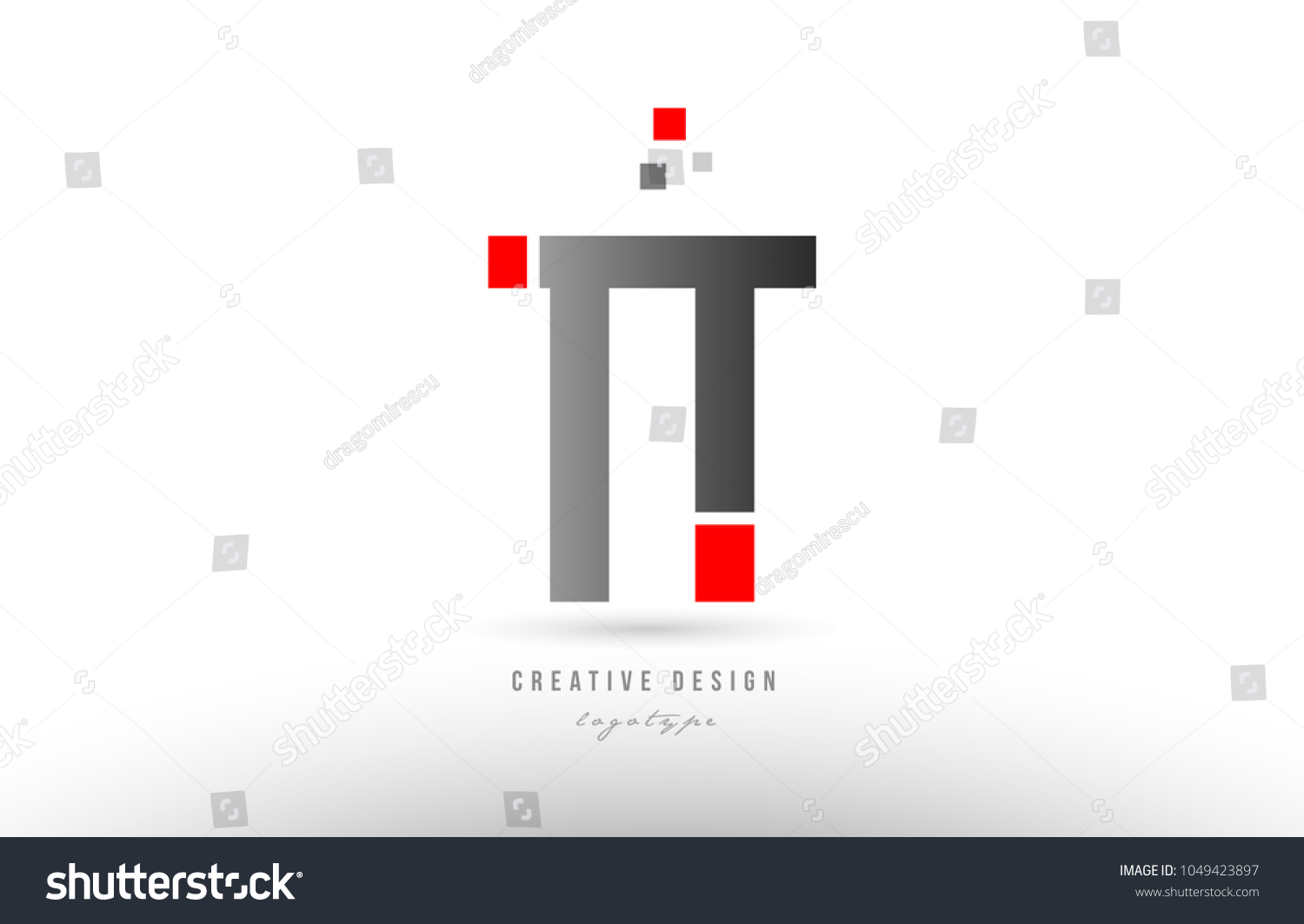 Red Grey Alphabet Letter Tt T Stock Vector (Royalty Free) 1049423897 ...