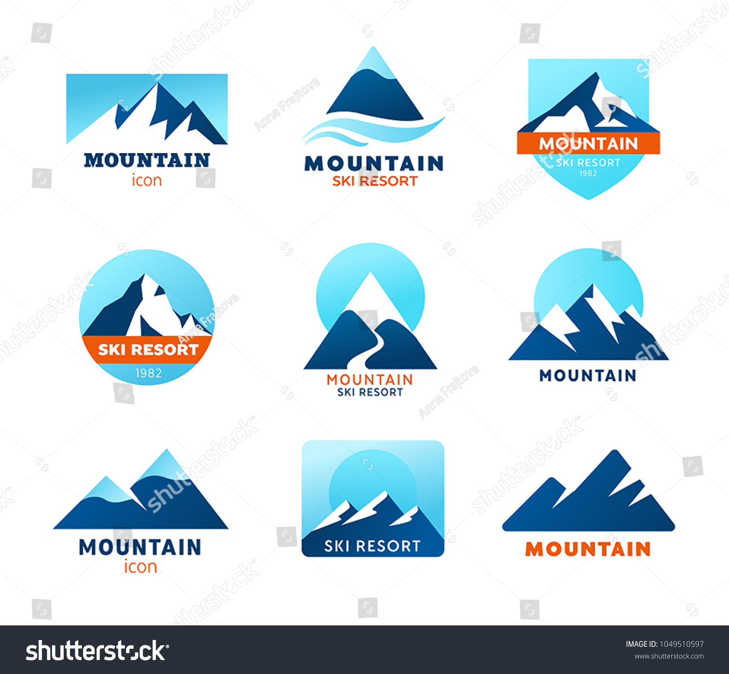 Collection Mountains Icons Symbols Stock Vector (Royalty Free ...