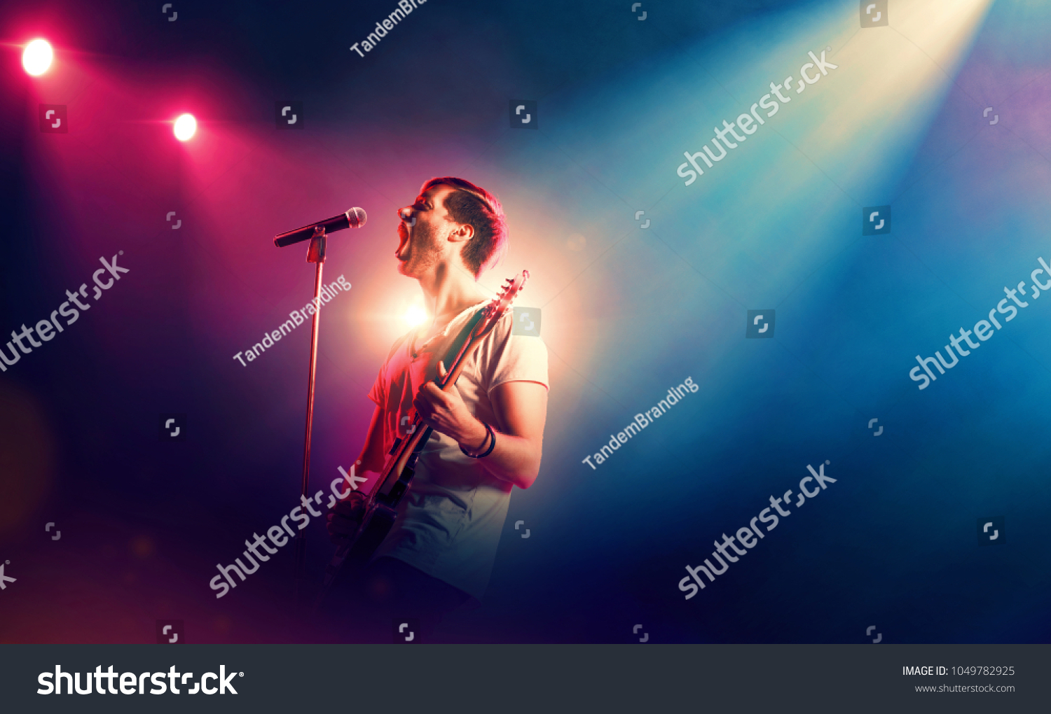 Singer Performing Guitar Spotlight Stock Photo 1049782925 | Shutterstock