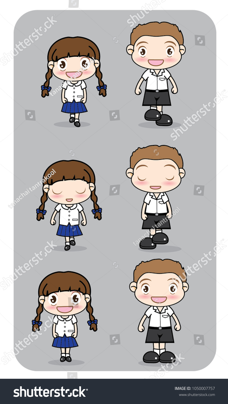 Girls Boys School Uniform Variety Gestures Stock Vector (royalty Free 