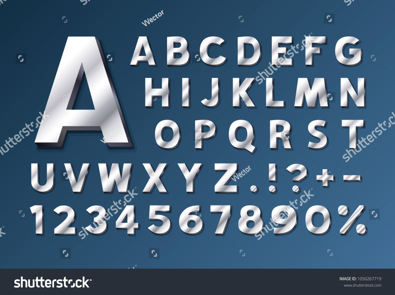 Font Metal Symbol Set Letter Numbers Stock Vector (Royalty Free ...