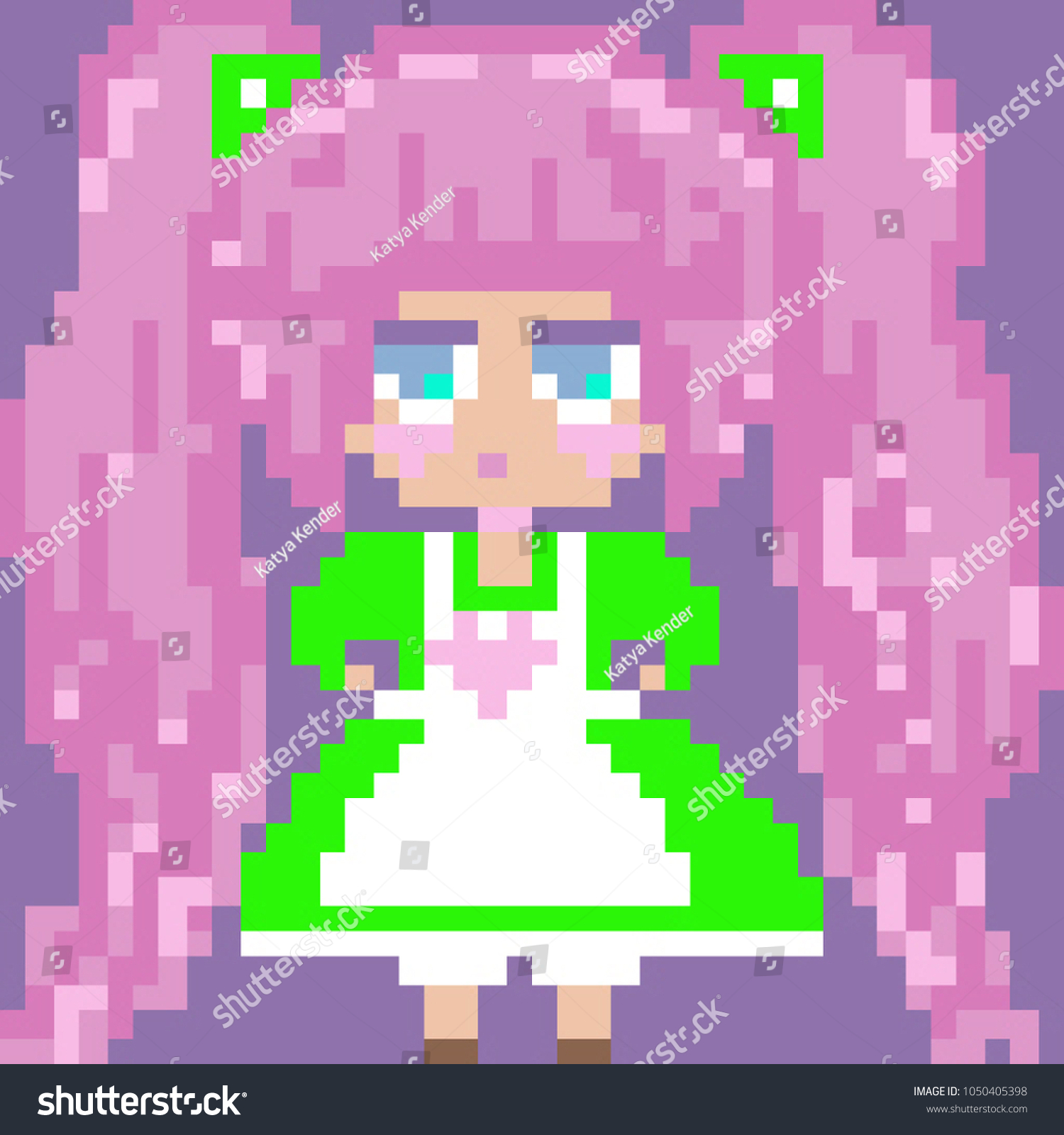 Pixel Art Anime Girl ภาพประกอบสต็อก 1050405398 Shutterstock 9185