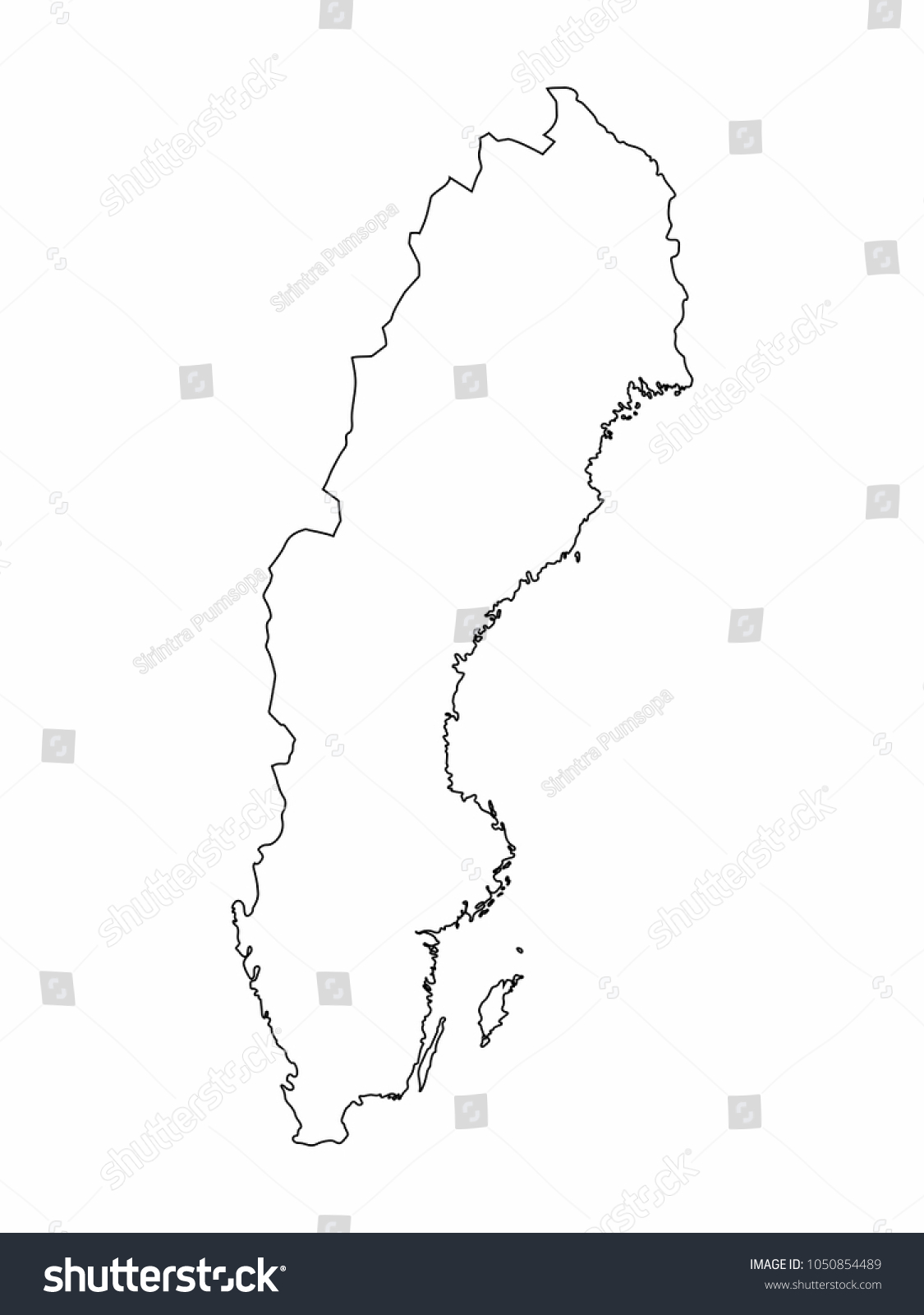 Sweden Map Outline Graphic Freehand Drawing Stock Vector (Royalty Free ...