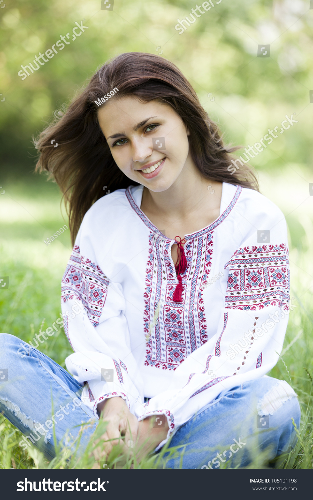 Slav Teen Girl Green Meadow National Stock Photo 105101198 | Shutterstock