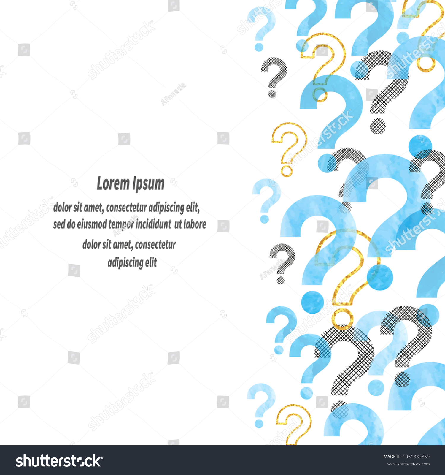 Blue Watercolor Question Mark Vector Background Stock Vector (Royalty ...