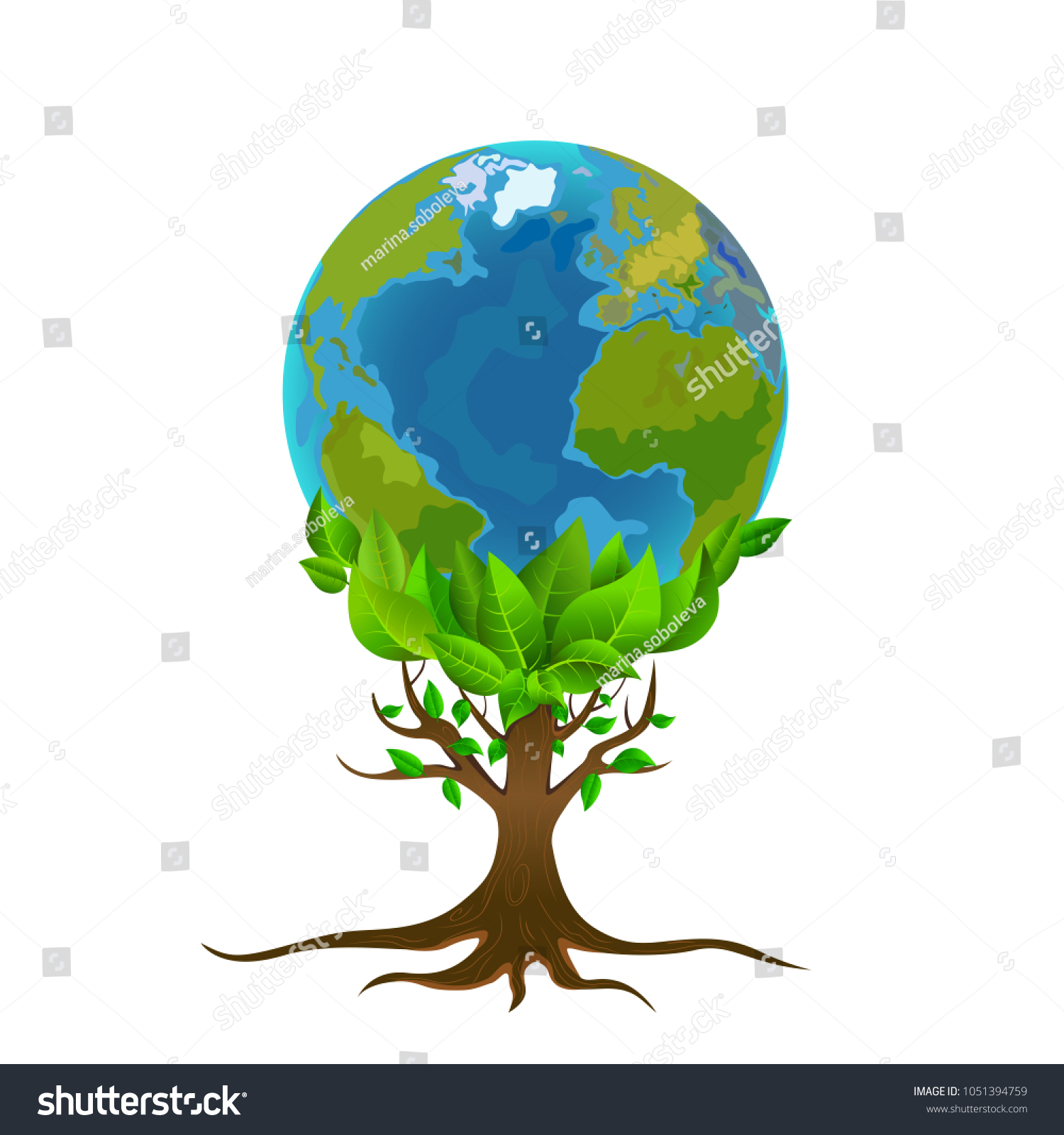 Concept Image Earth Tree Holds Globe Stock Vector (Royalty Free ...