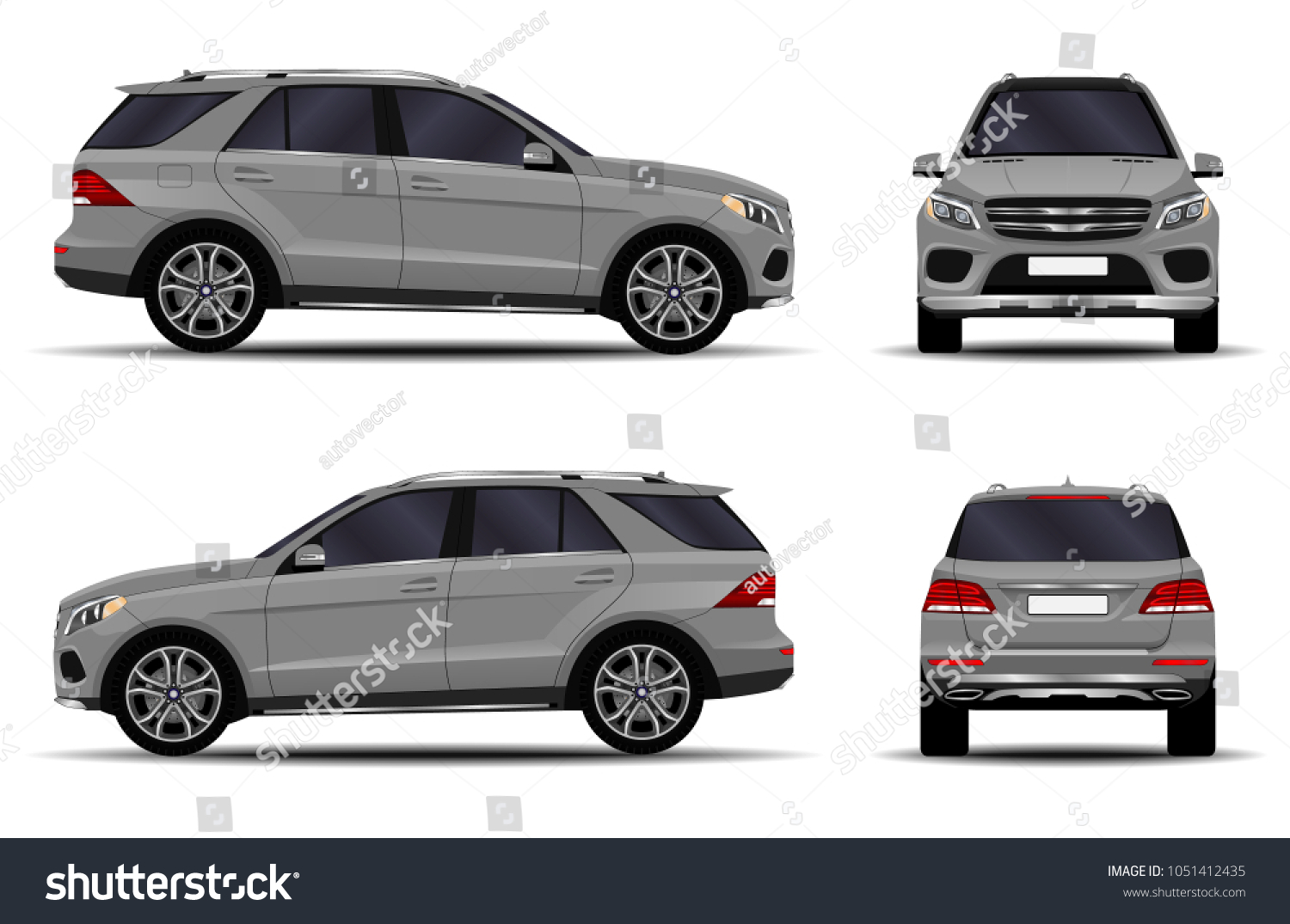 Realistic Suv Car Front View Side Stock Vector (Royalty Free ...