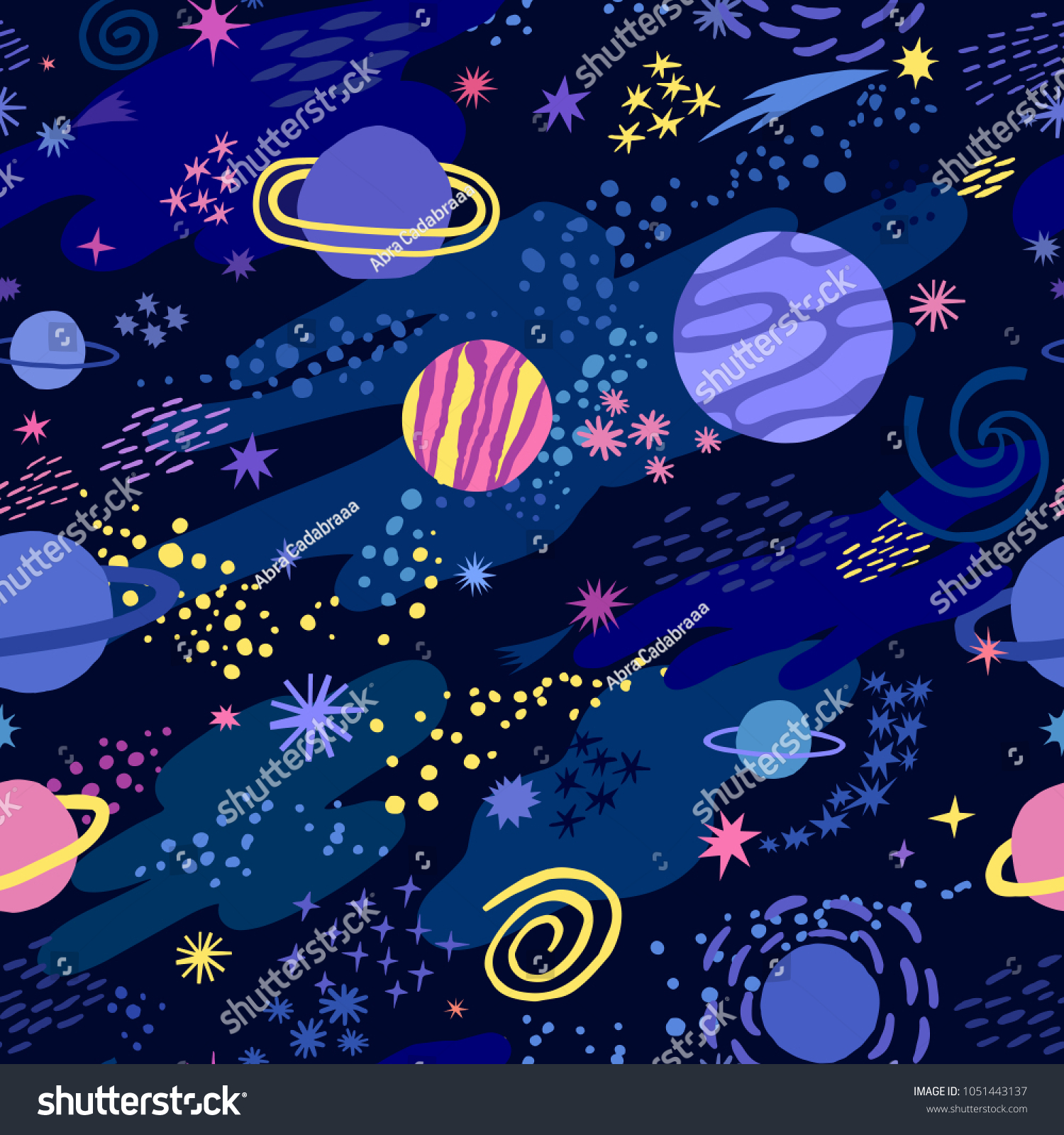 Vector Space Seamless Pattern Star Planet Stock Vector (Royalty Free ...