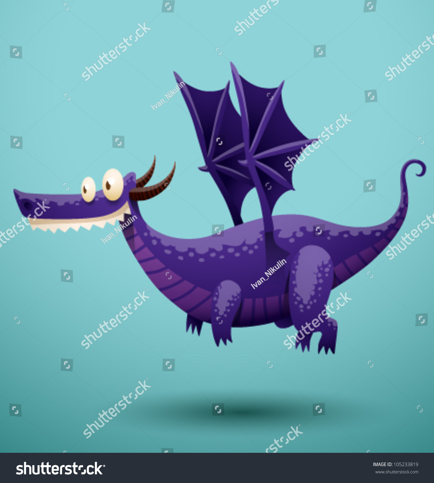 Funny Flying Dragon 3 Vector Stock Vector (royalty Free) 105233819 