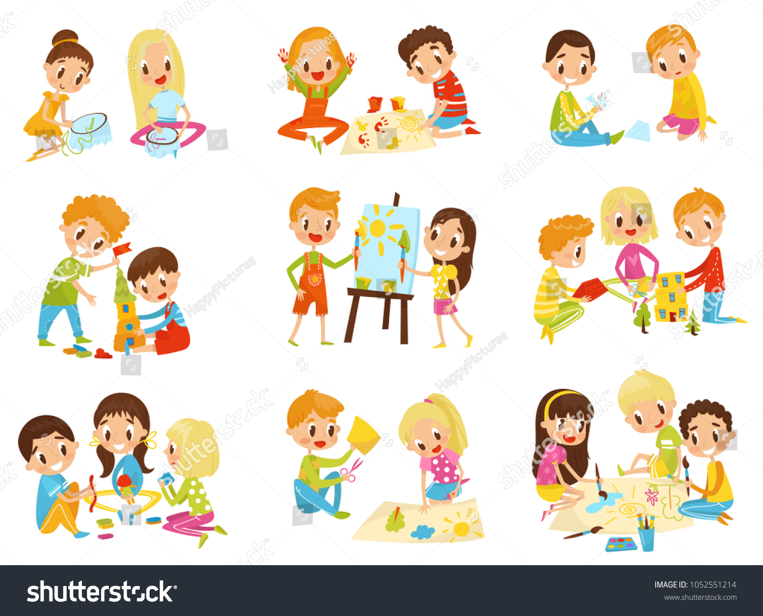 Kids Creativity Set Childrens Creativity Education Stock Vector ...