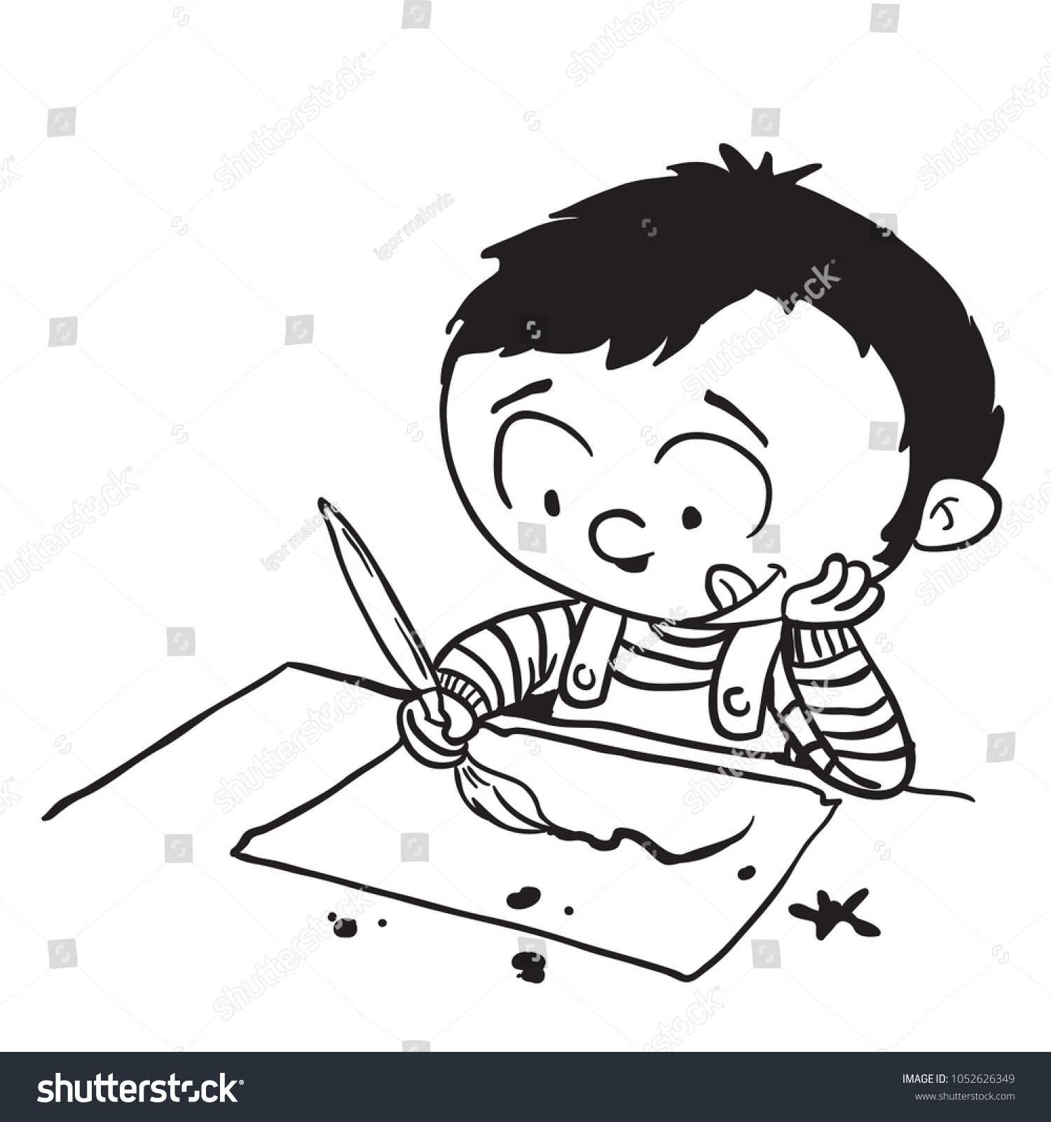 Little Boy Drawing Cartoon Illustration Isolated Stock Vector (Royalty ...