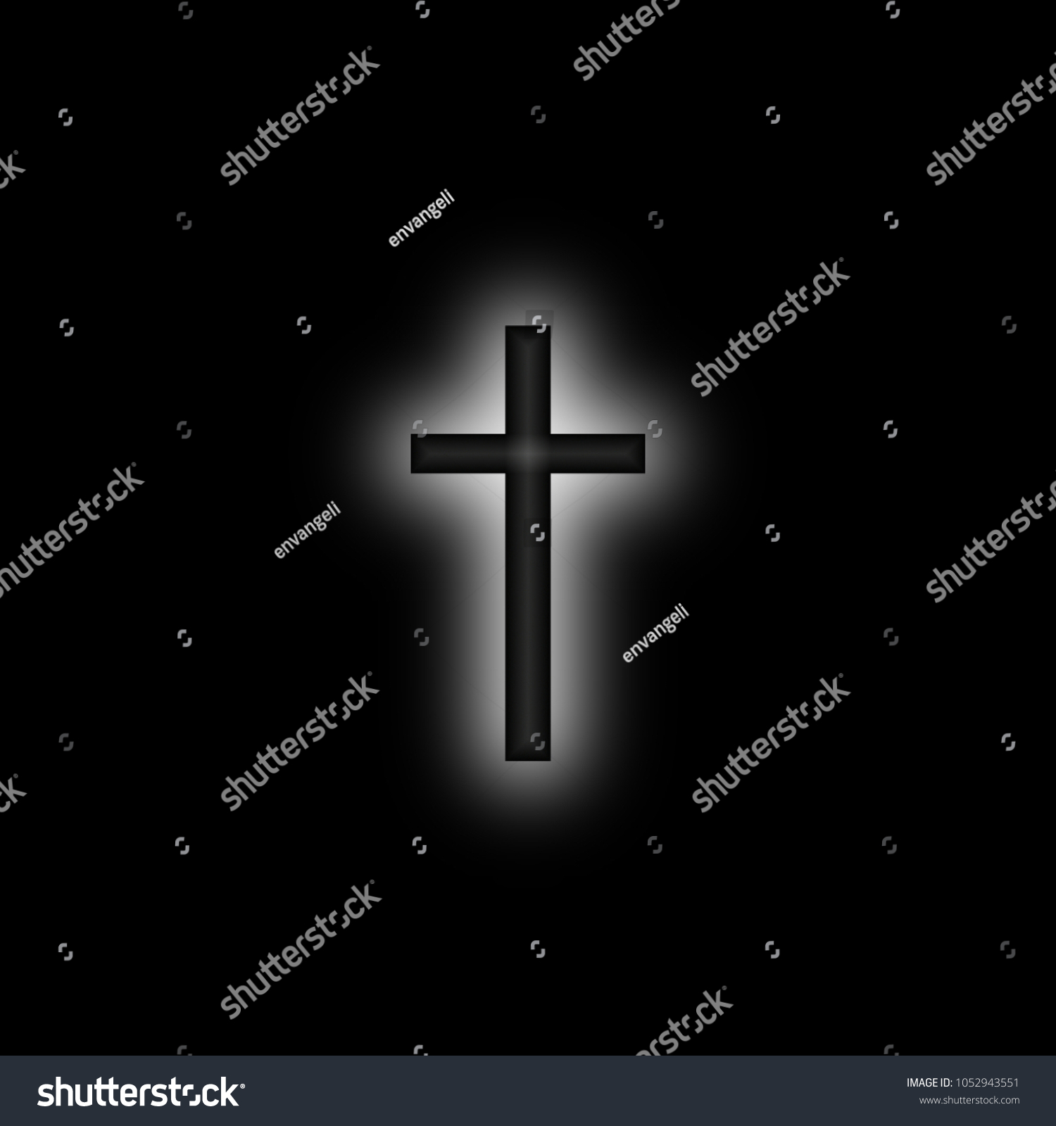 Backlit Cross On Black Background Stock Illustration 1052943551 ...