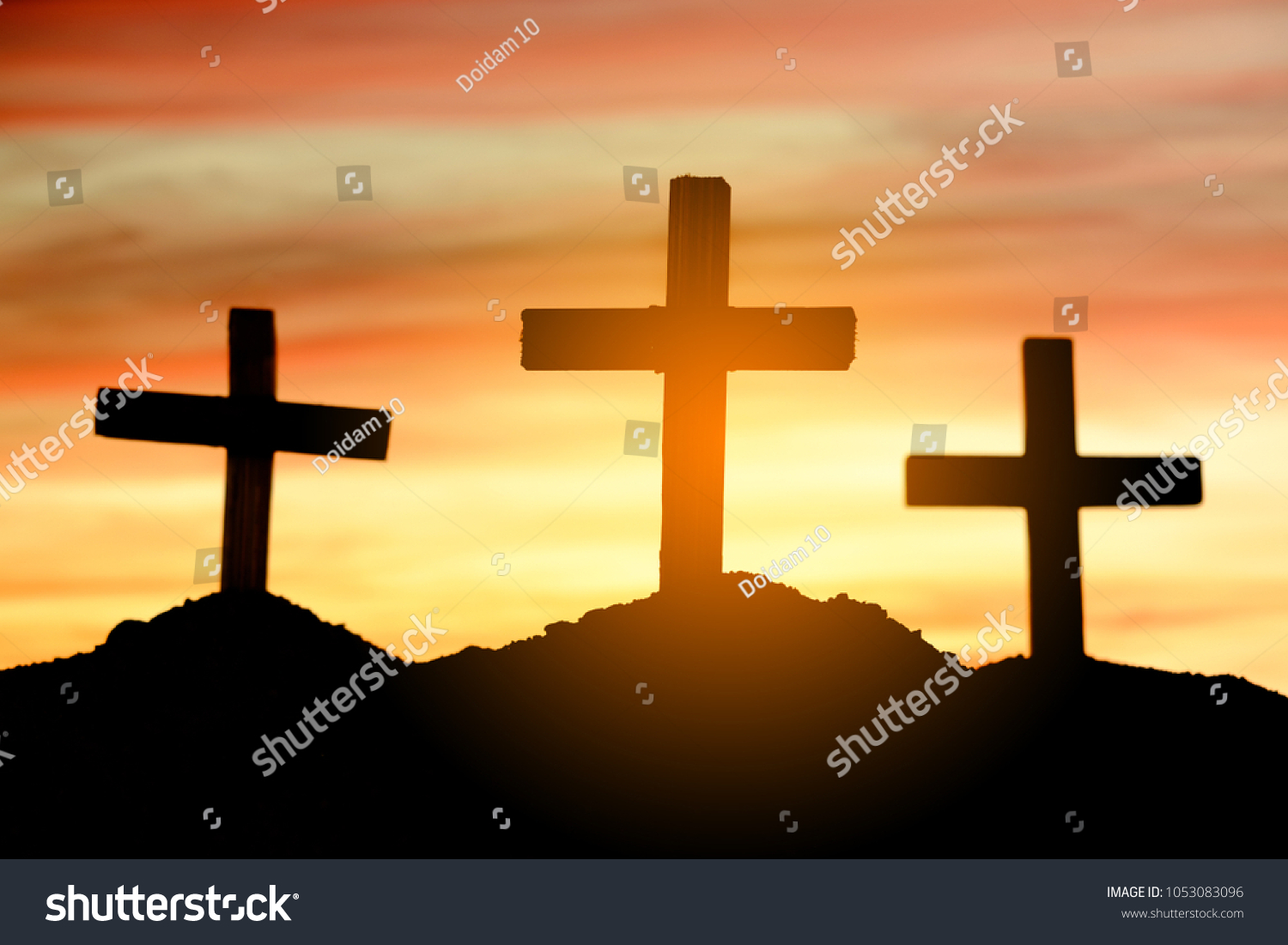 Crucifixion Jesus Christ Sunrise Silhouette Three Stock Photo Shutterstock