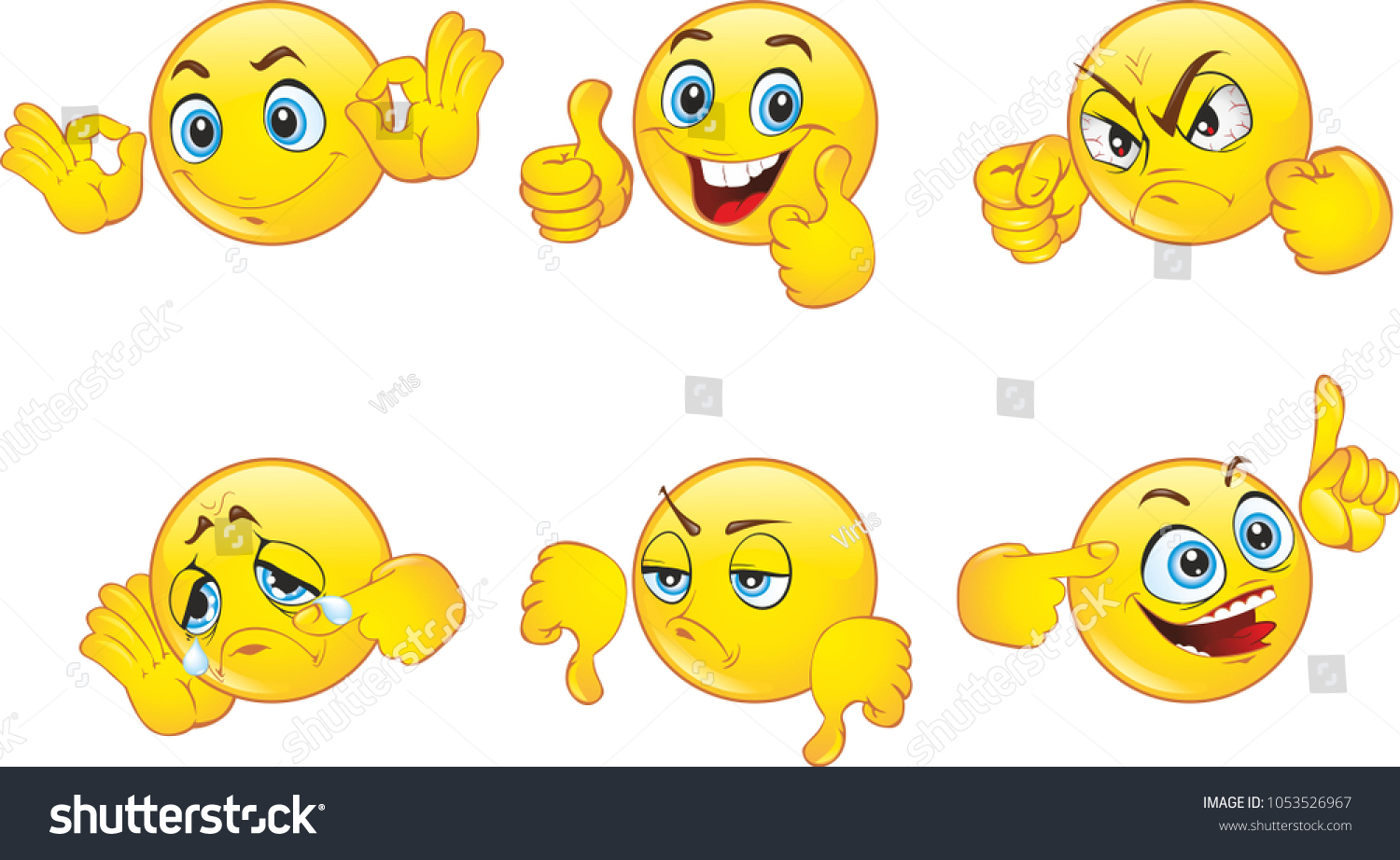 Emoticons Collection Illustration Anthropomorphic Smiley Face Stock ...