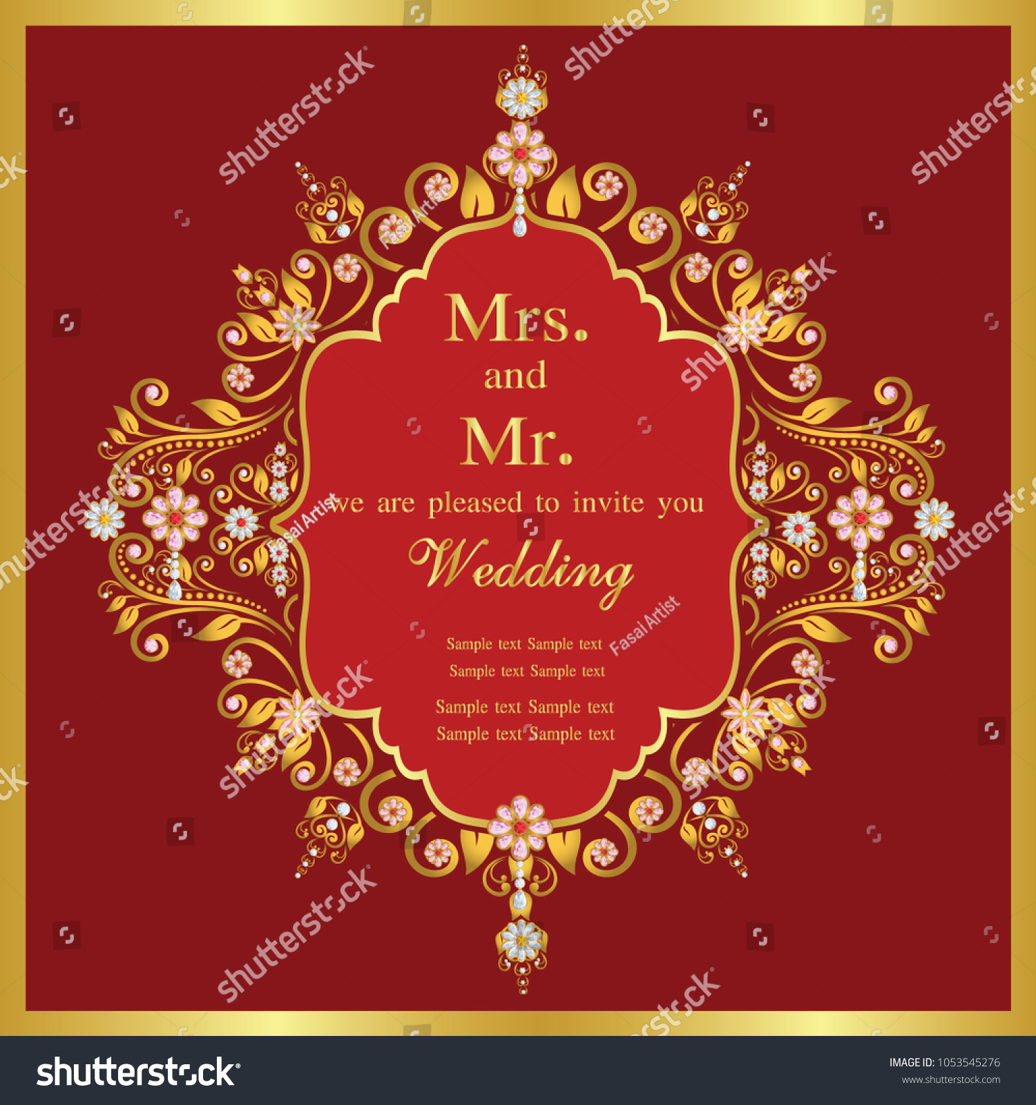 Vintage Invitation Wedding Cards Template Frame Stock Vector (Royalty ...