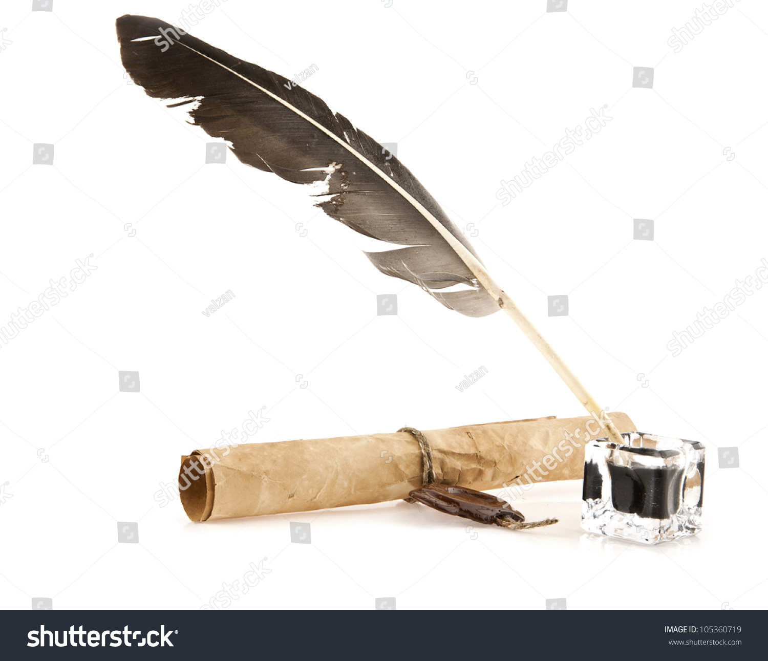 Old Paper Pen On White Background Stock Photo 105360719 | Shutterstock