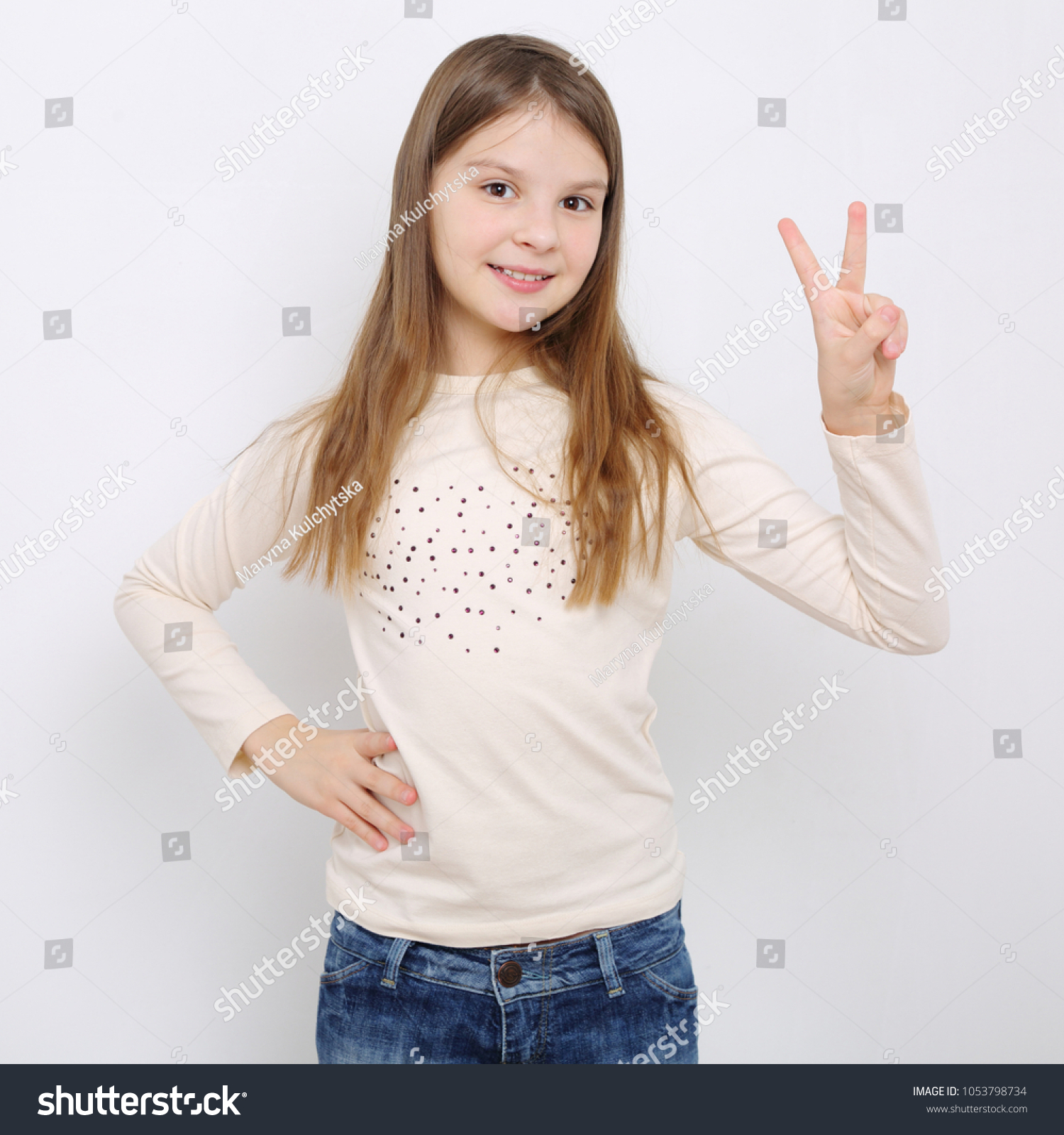 Happy Emotional Caucasian Teen Girl Stock Photo 1053798734 | Shutterstock