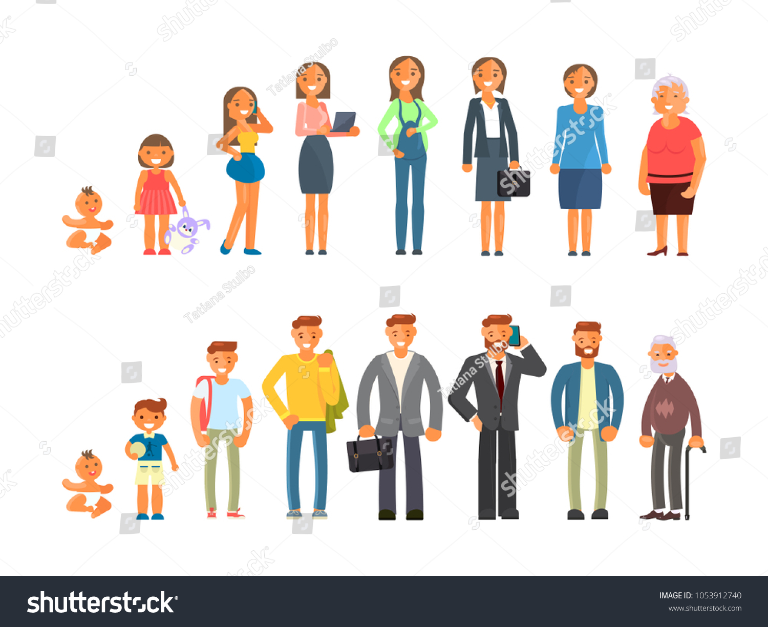 Man Woman Characters Different Ages Cartoon Stock Vector (Royalty Free ...