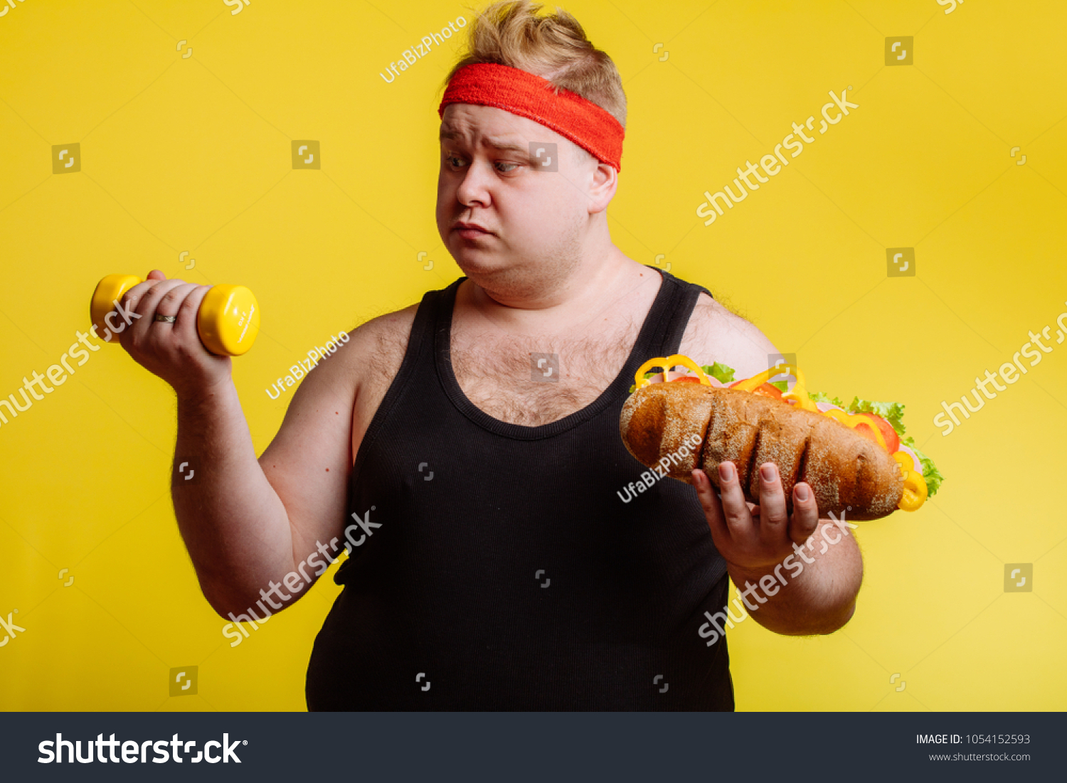 Fat Funny Man Carried Away By Stock Photo 1054152593 | Shutterstock