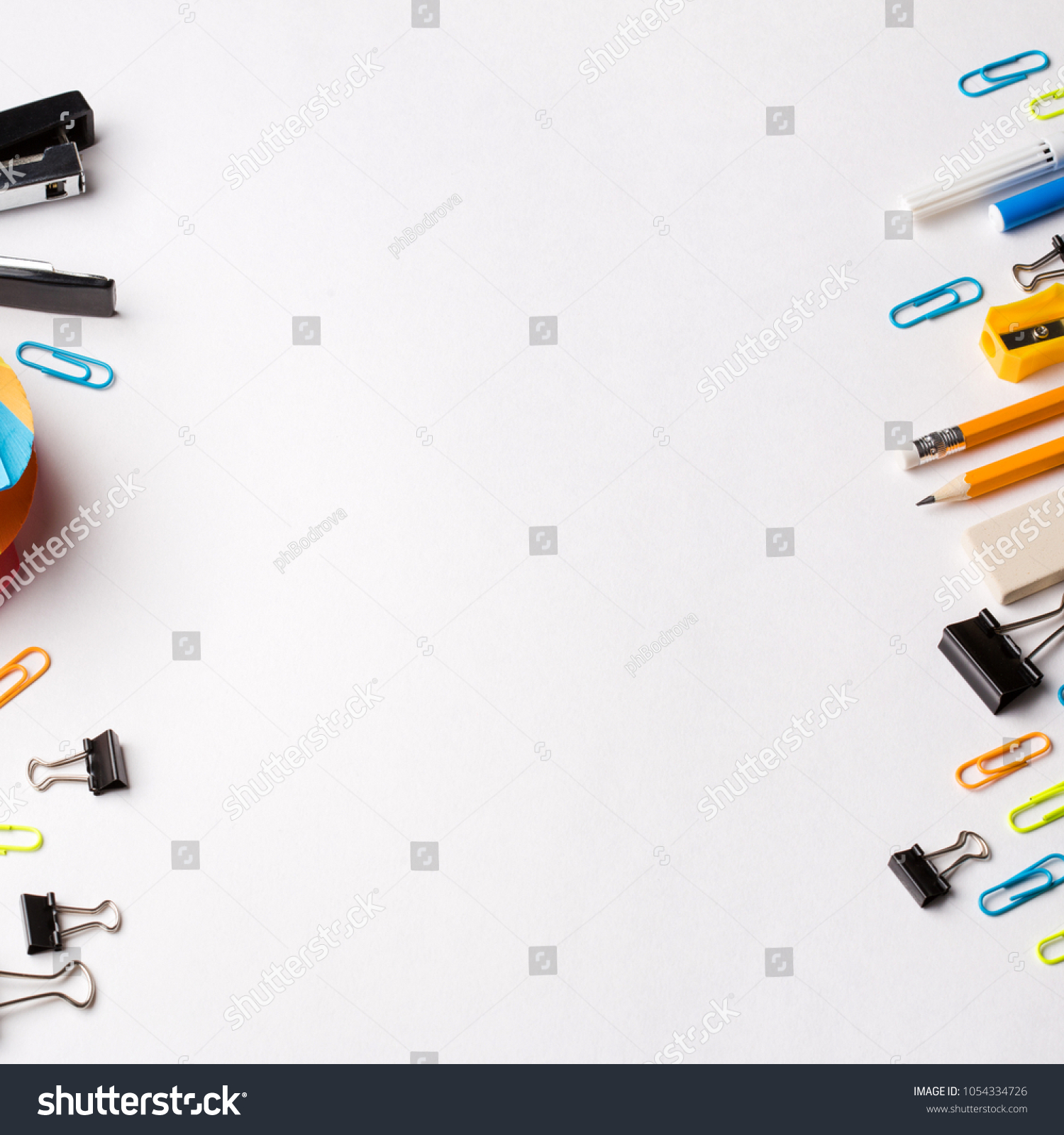 School Supplies On White Background Office Stock Photo 1054334726 ...