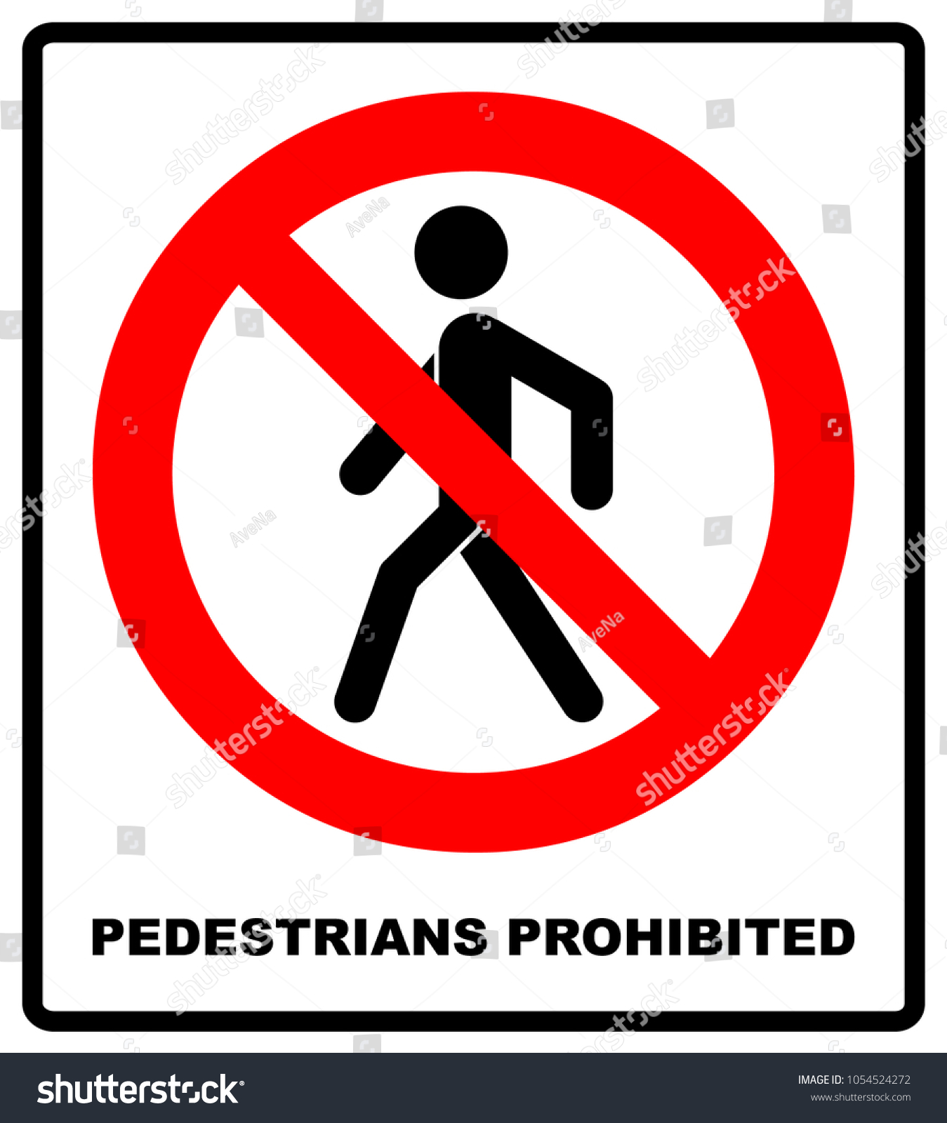 No Access Pedestrians Prohibition Sign Vector Stock Vector (Royalty ...