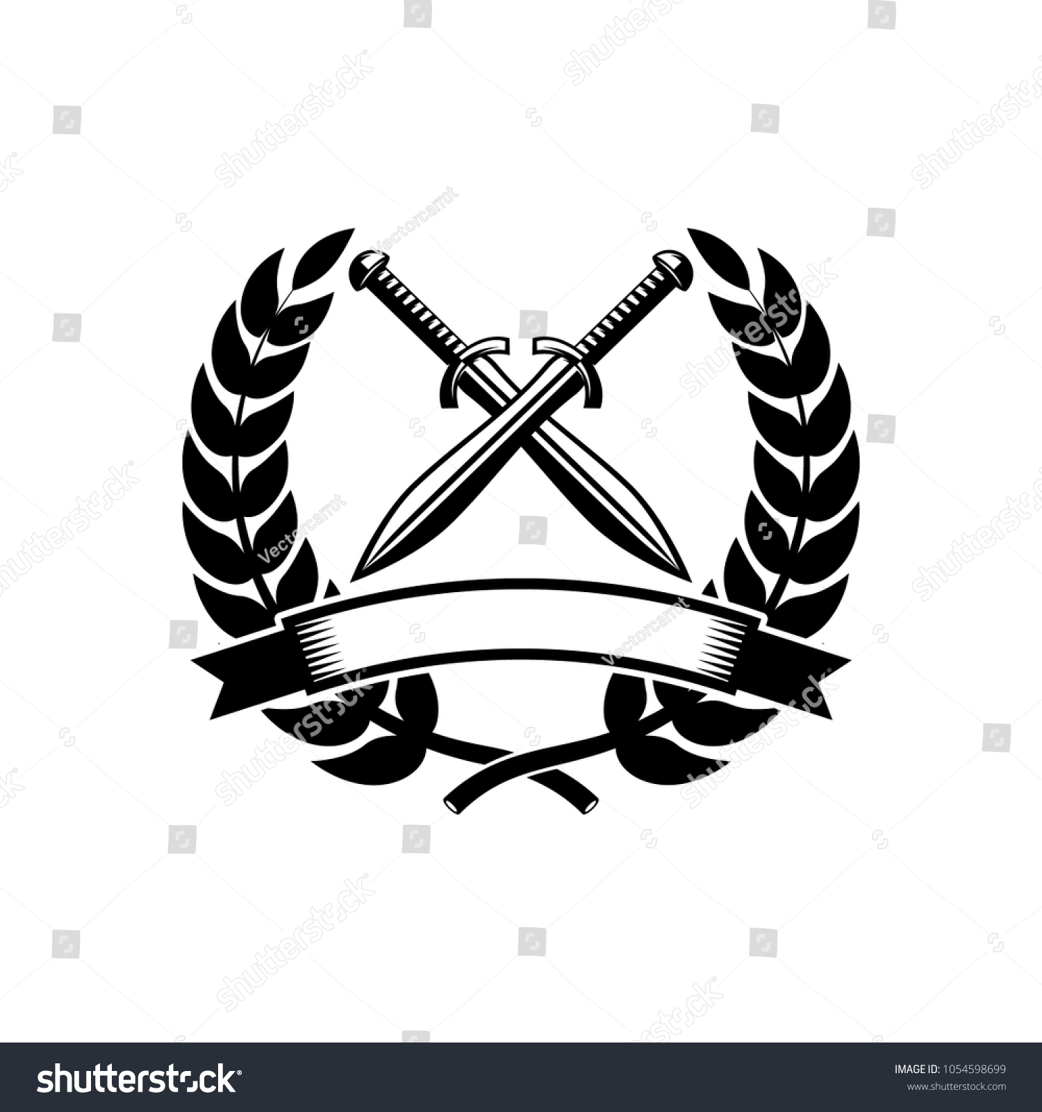 Emblem Template Crossed Swords Design Element Stock Vector (Royalty ...