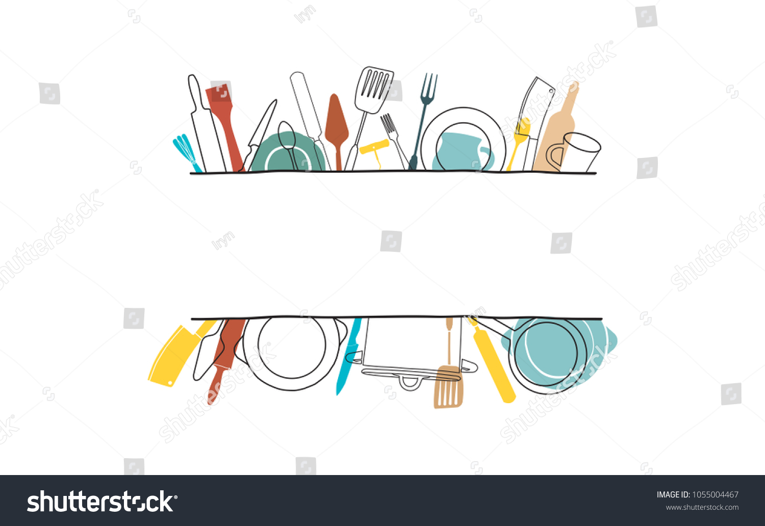 Cooking Template Frame Hand Drawn Utensils Stock Vector (Royalty Free