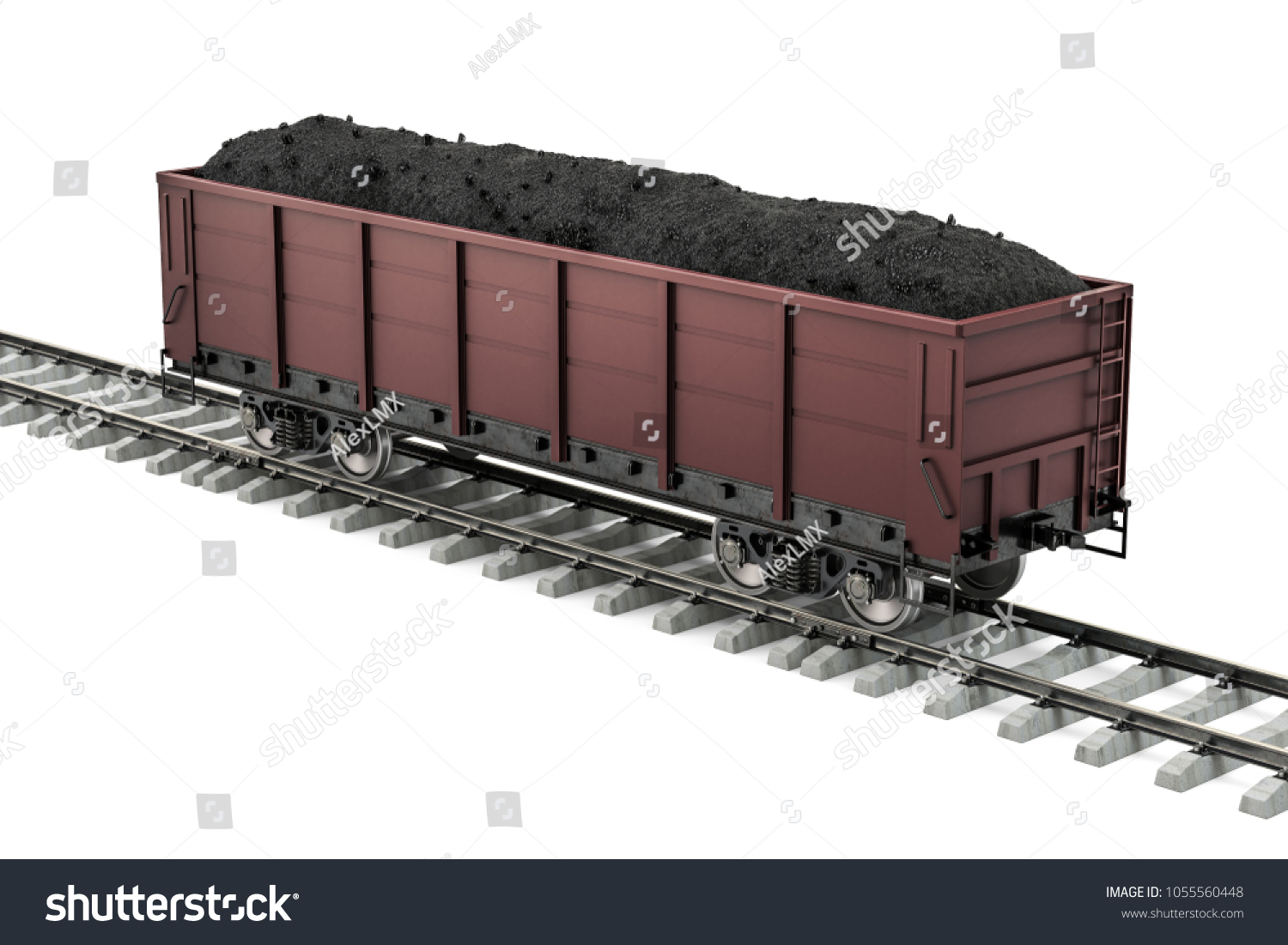 Goods Wagon On Railway Coal 3d Stock Illustration 1055560448 Shutterstock
