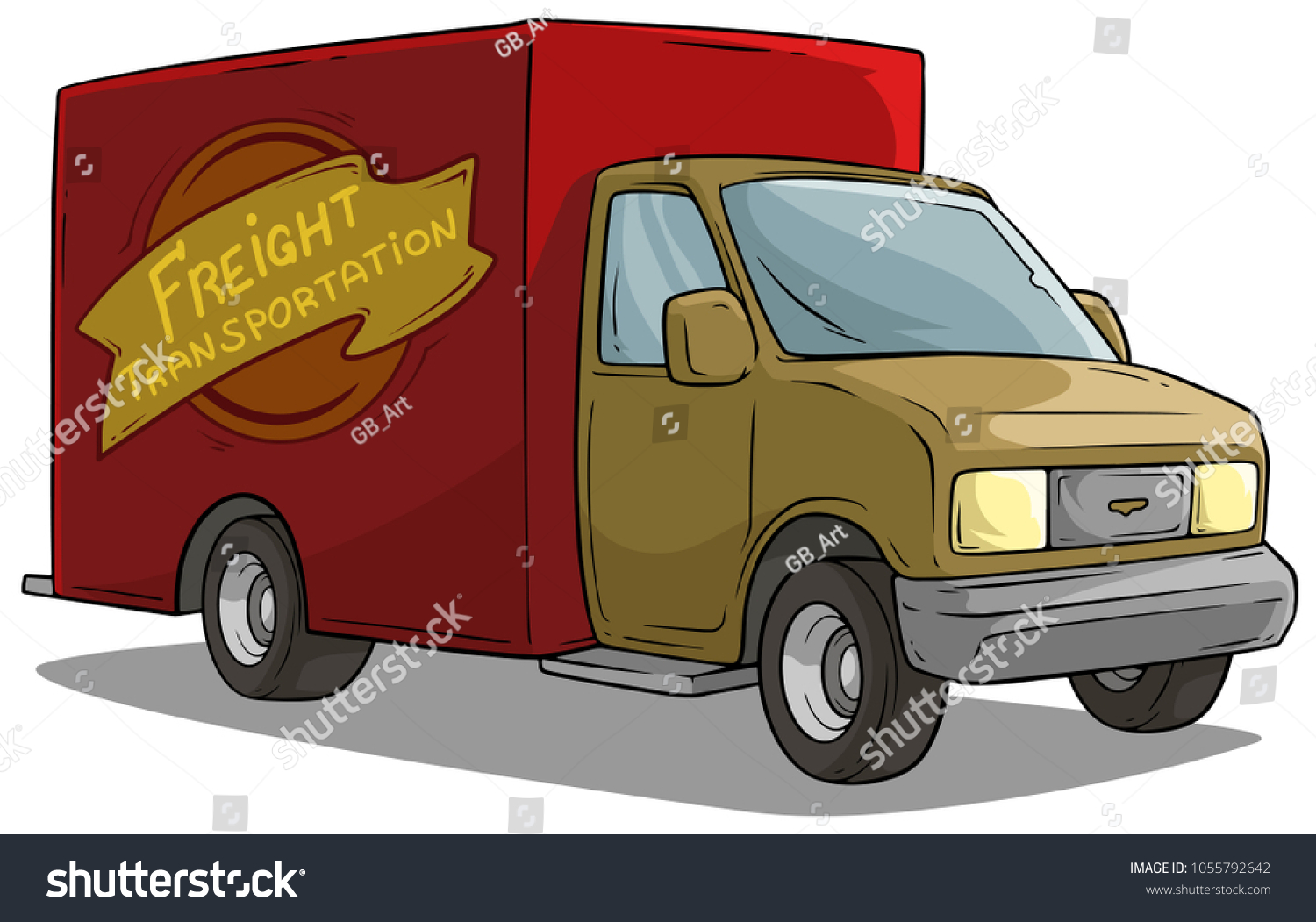 Cartoon Freight Transportation Red Cargo Truck Stock Vector (Royalty ...