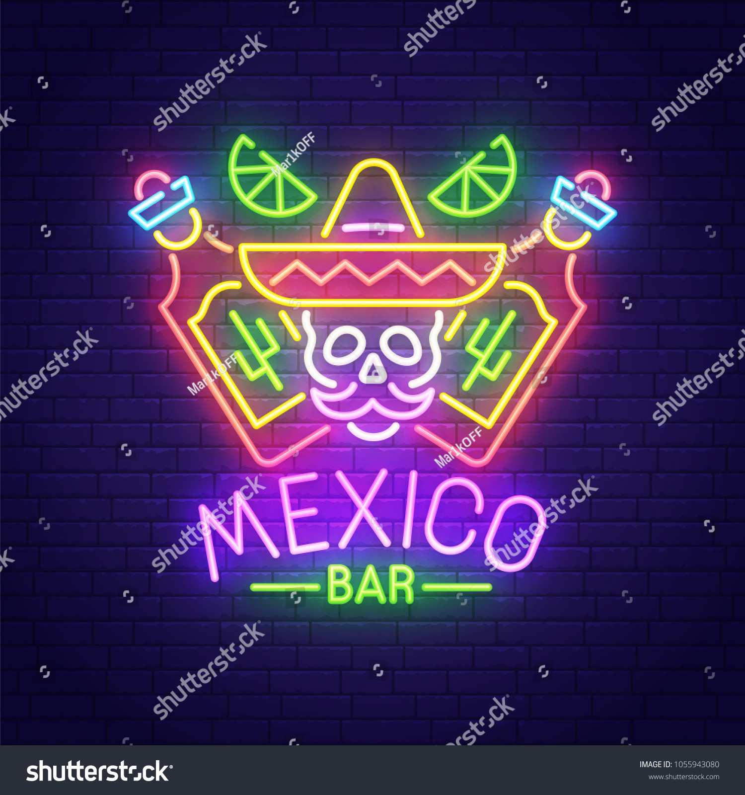 Mexico Bar Neon Sign Bright Signboard Stock Vector (Royalty Free