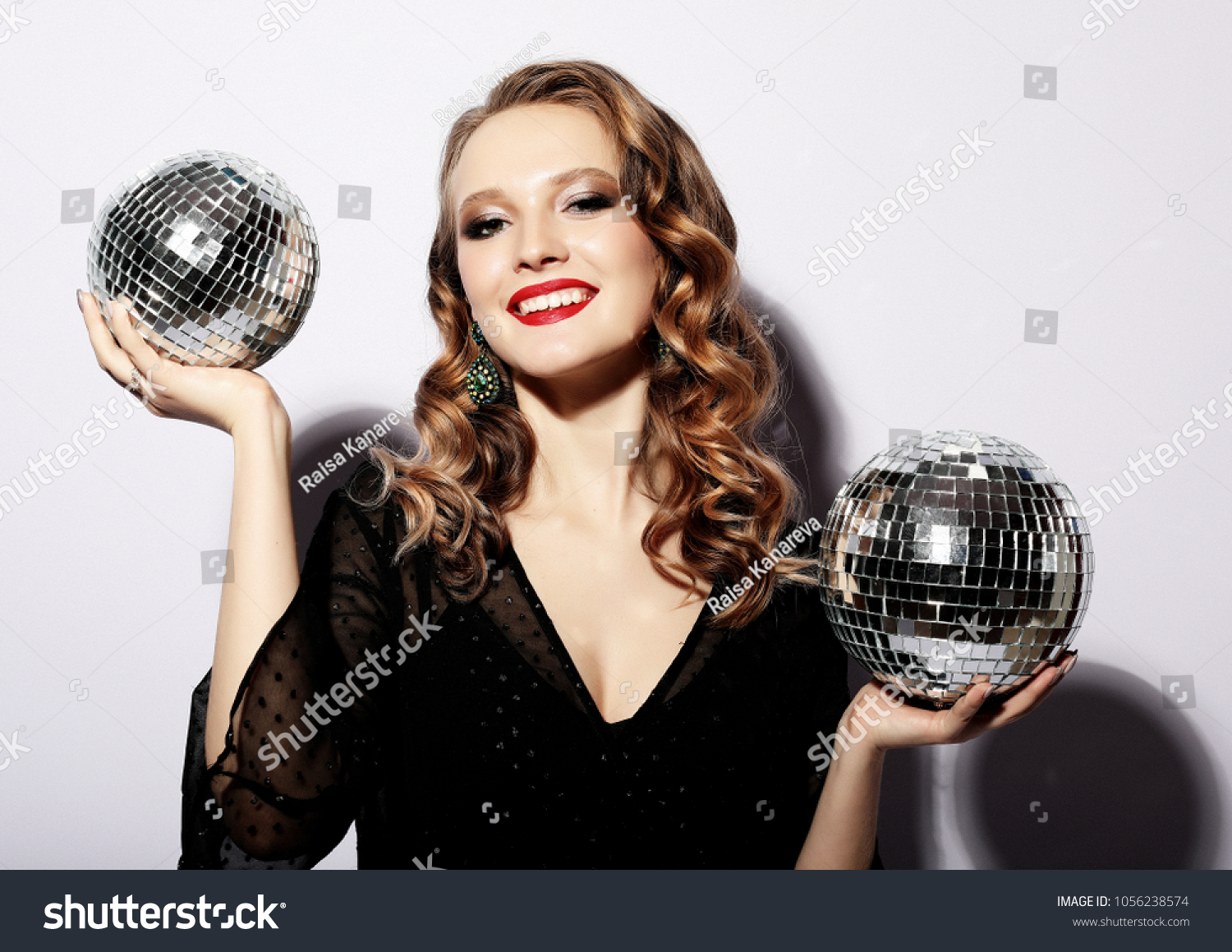 Photo De Stock Young Sensual Woman Wearing Black Dress 1056238574 Shutterstock 4551