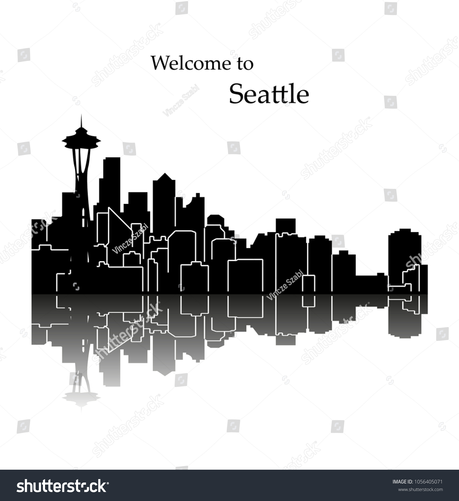 Seattle Washington City Silhouette Stock Vector (Royalty Free ...