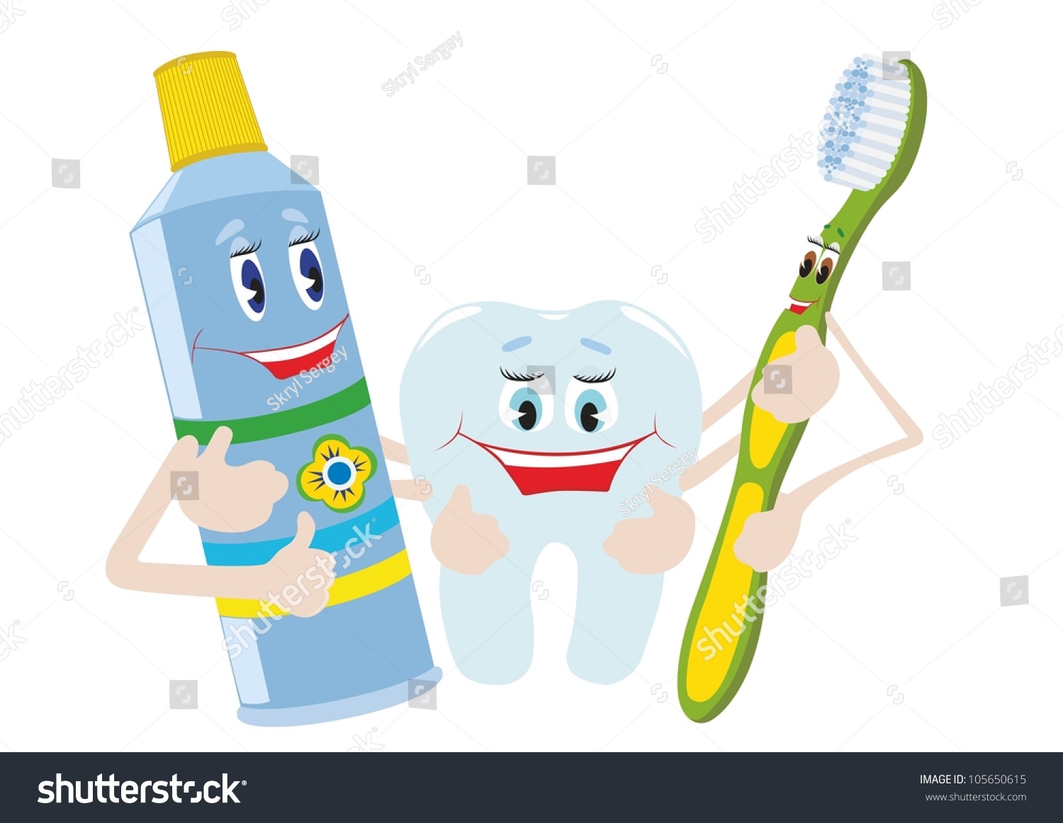 Мультяшная зубная щетка и паста